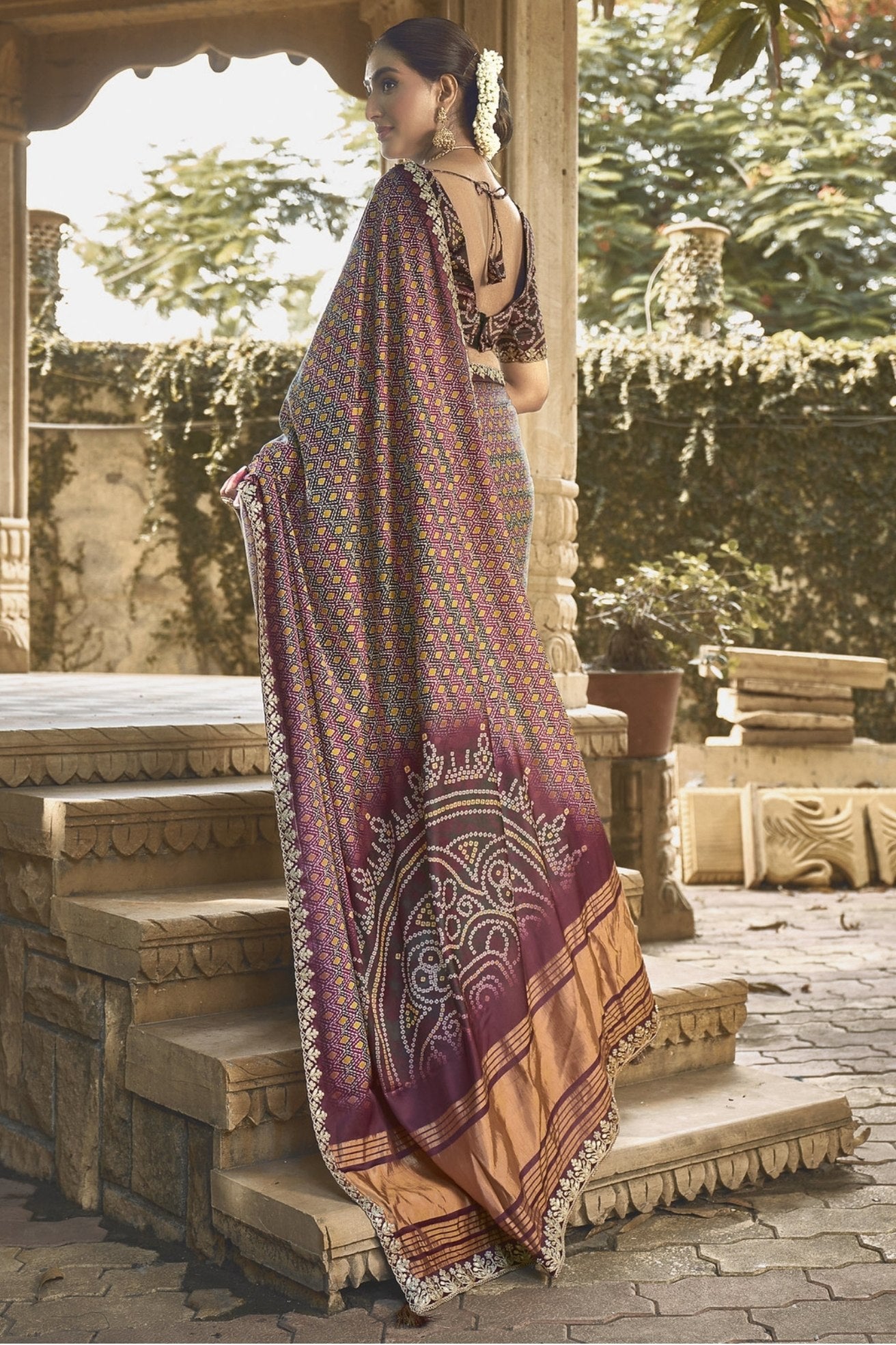 Buy MySilkLove Old Rose Purple Banarasi Designer Saree Online