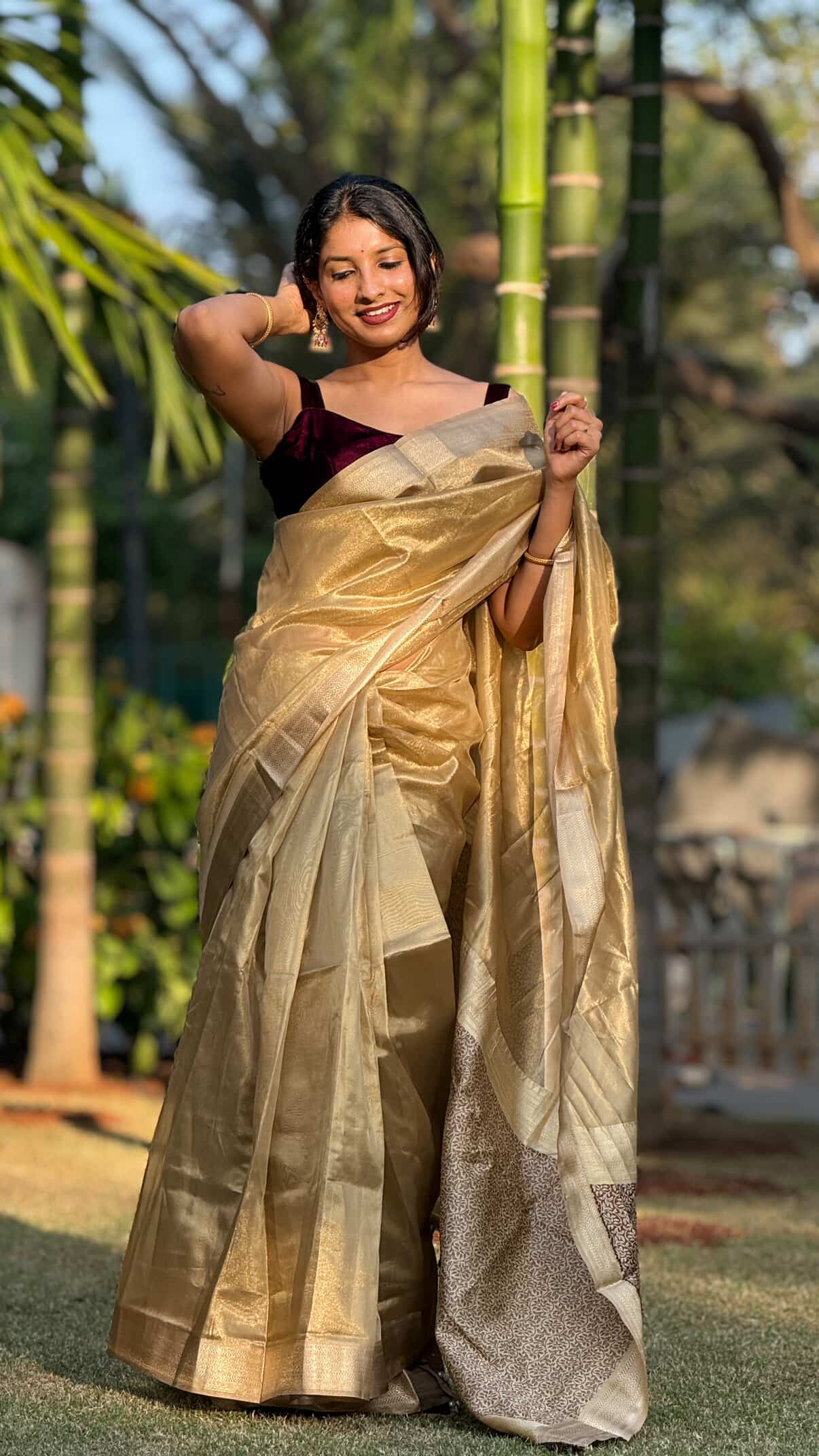 Buy MySilkLove Sunburst Gold Handloom Tissue Saree Online