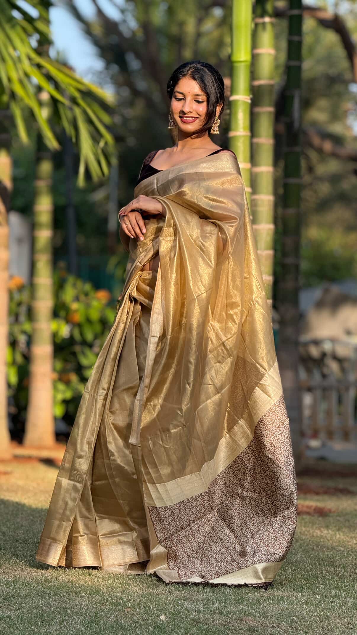 Buy MySilkLove Sunburst Gold Handloom Tissue Saree Online