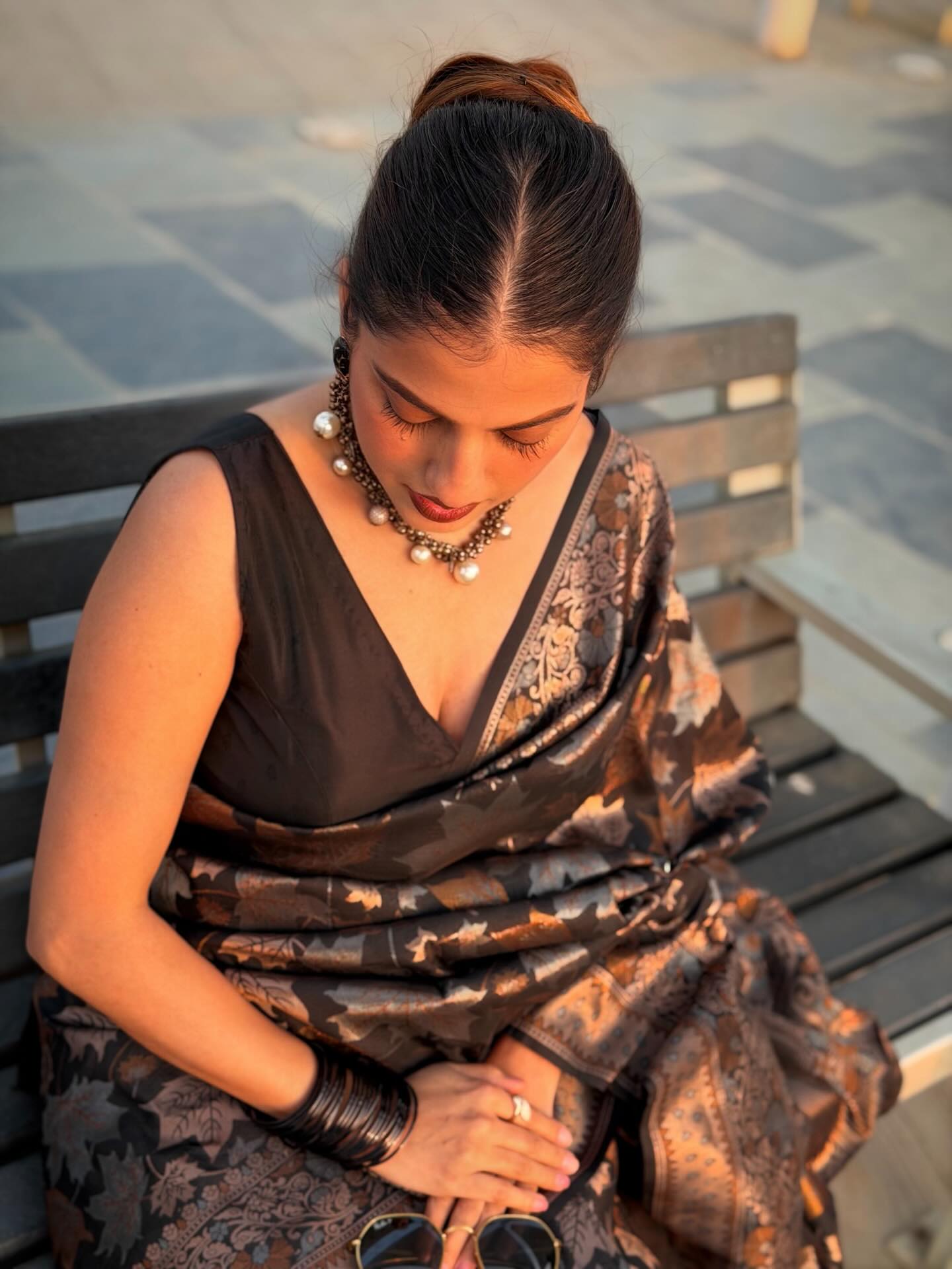 Buy MySilkLove Aged Black Banarasi Soft Silk Saree Online