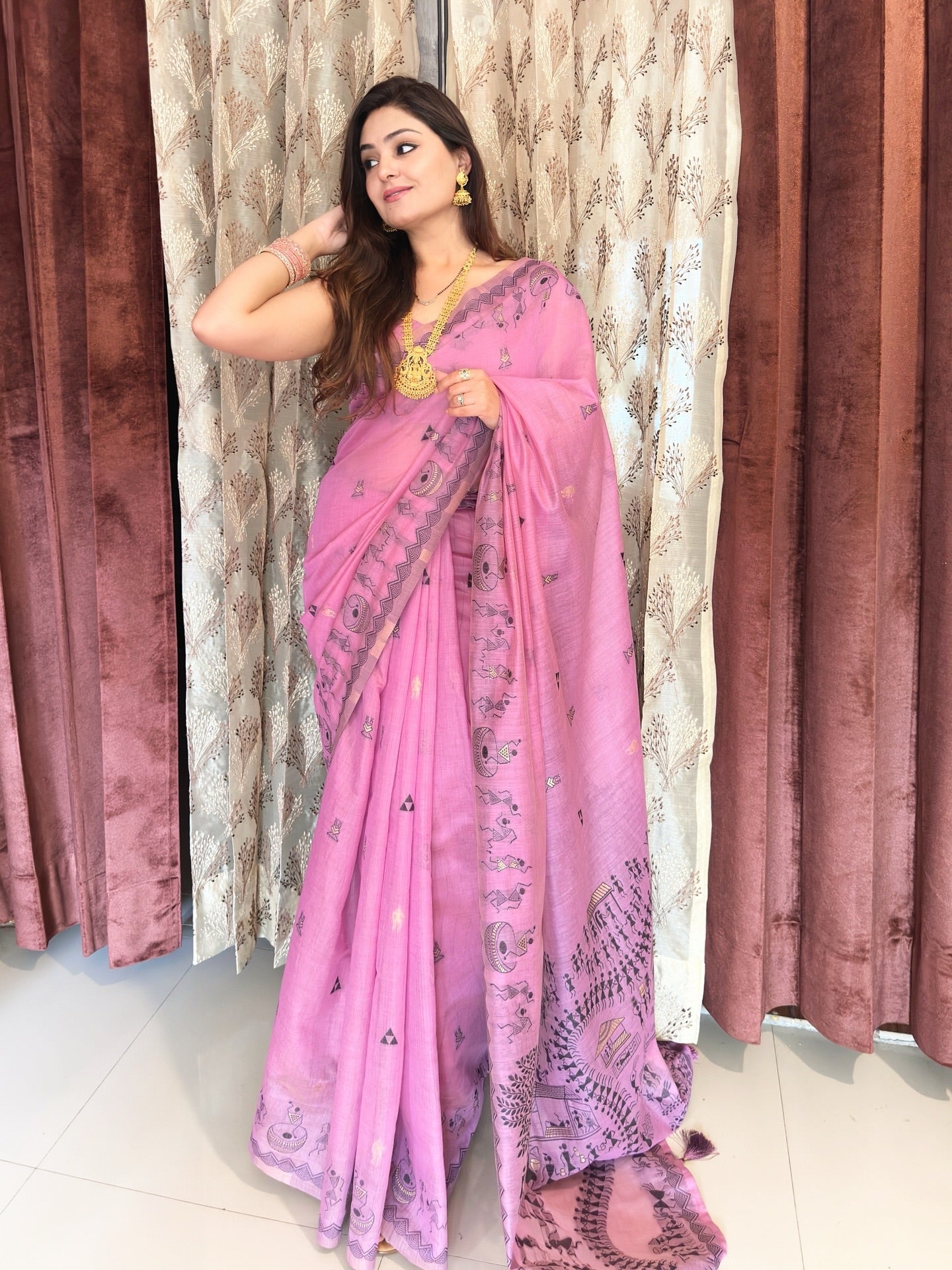 Buy MySilkLove Heliotrope Purple Woven Modal Cotton Saree Online