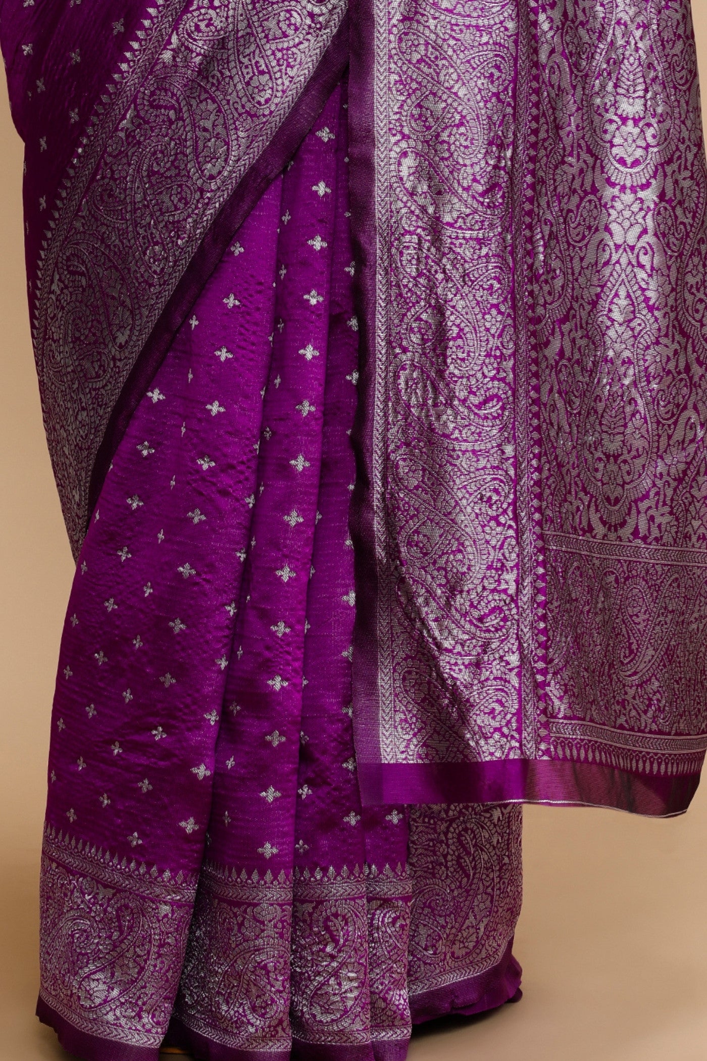 Buy MySilkLove IndiGo Purple Woven Jacquard Lichi Silk Saree Online