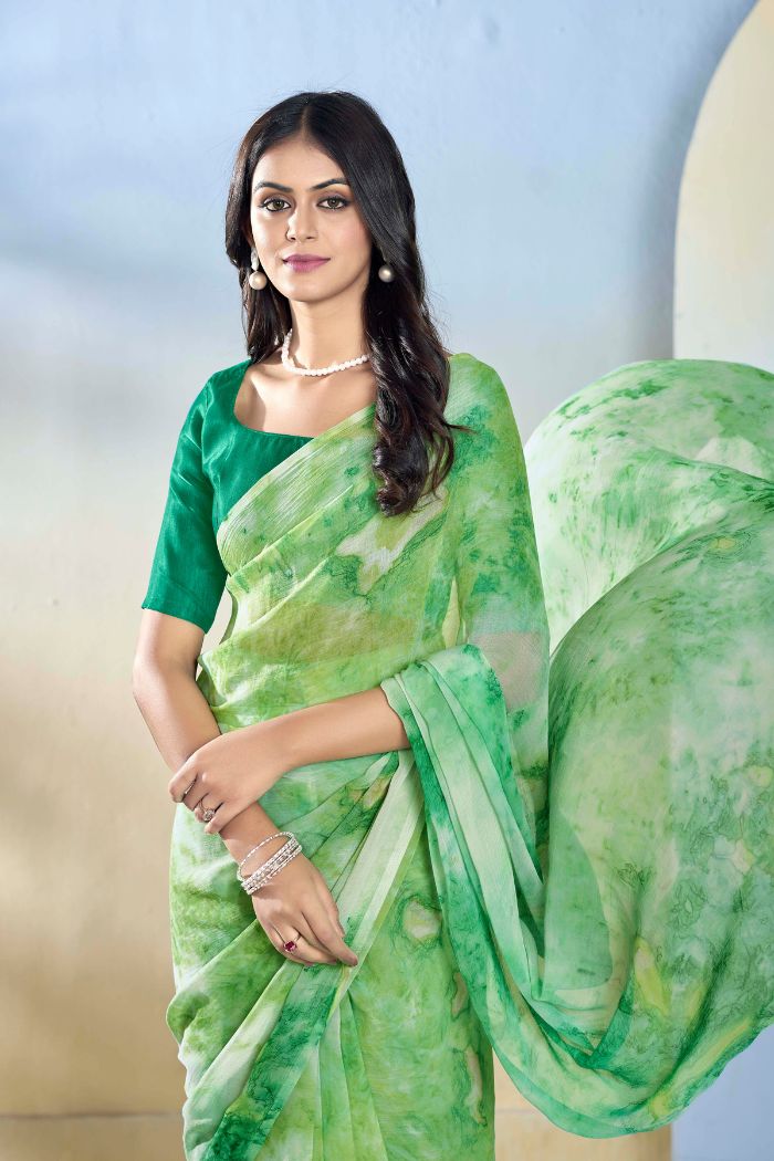 MySilkLove Pista Green Ready To Wear Georgette Saree