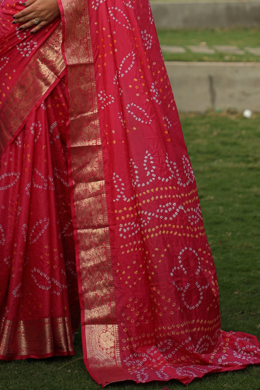 Buy MySilkLove Mexican Red Designer Bandhani Printed Saree Online