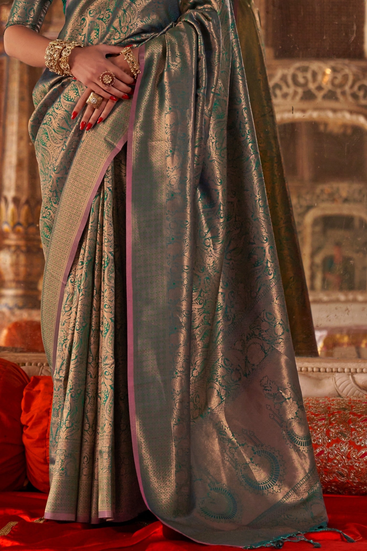 Buy MySilkLove Paris Green Handloom Kanjivaram Saree Online