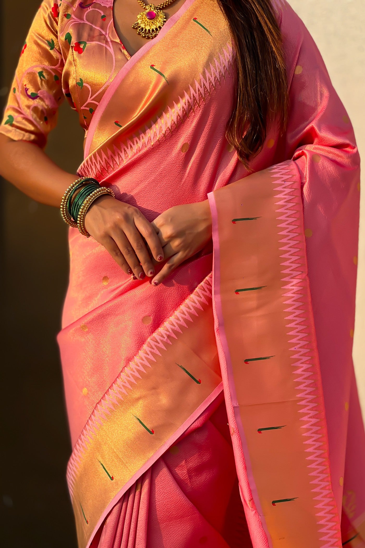 Buy MySilkLove Cameo Pink Woven Tissue Paithani Saree Online
