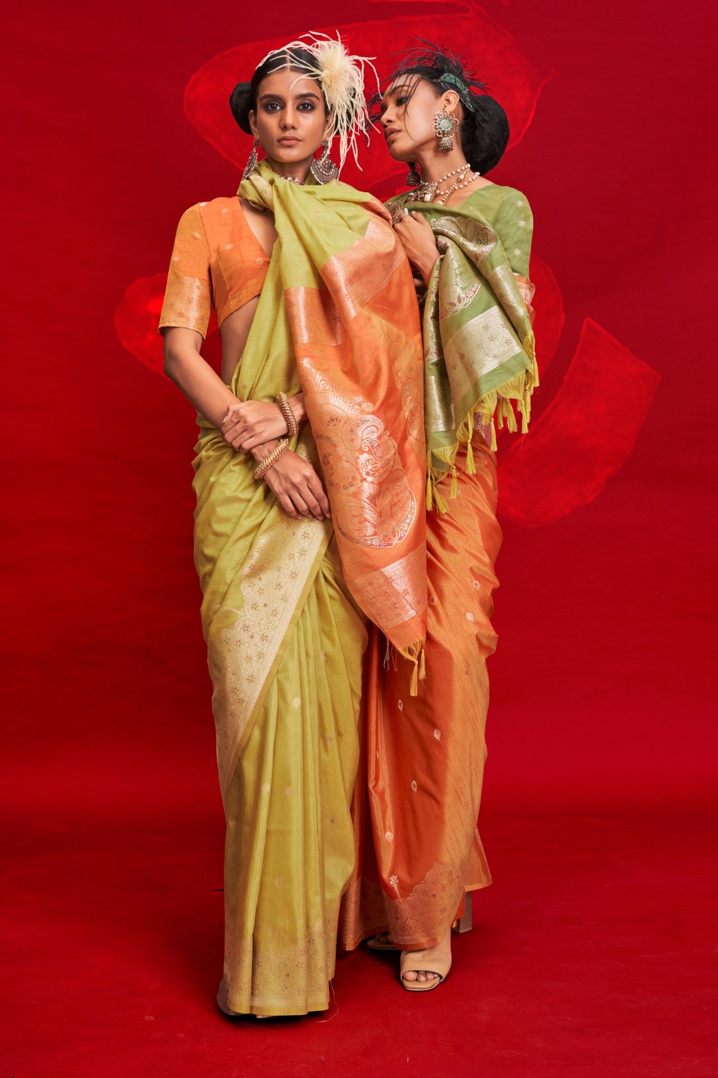 Buy MySilkLove Pine Green Tussar Handloom Silk Saree Online