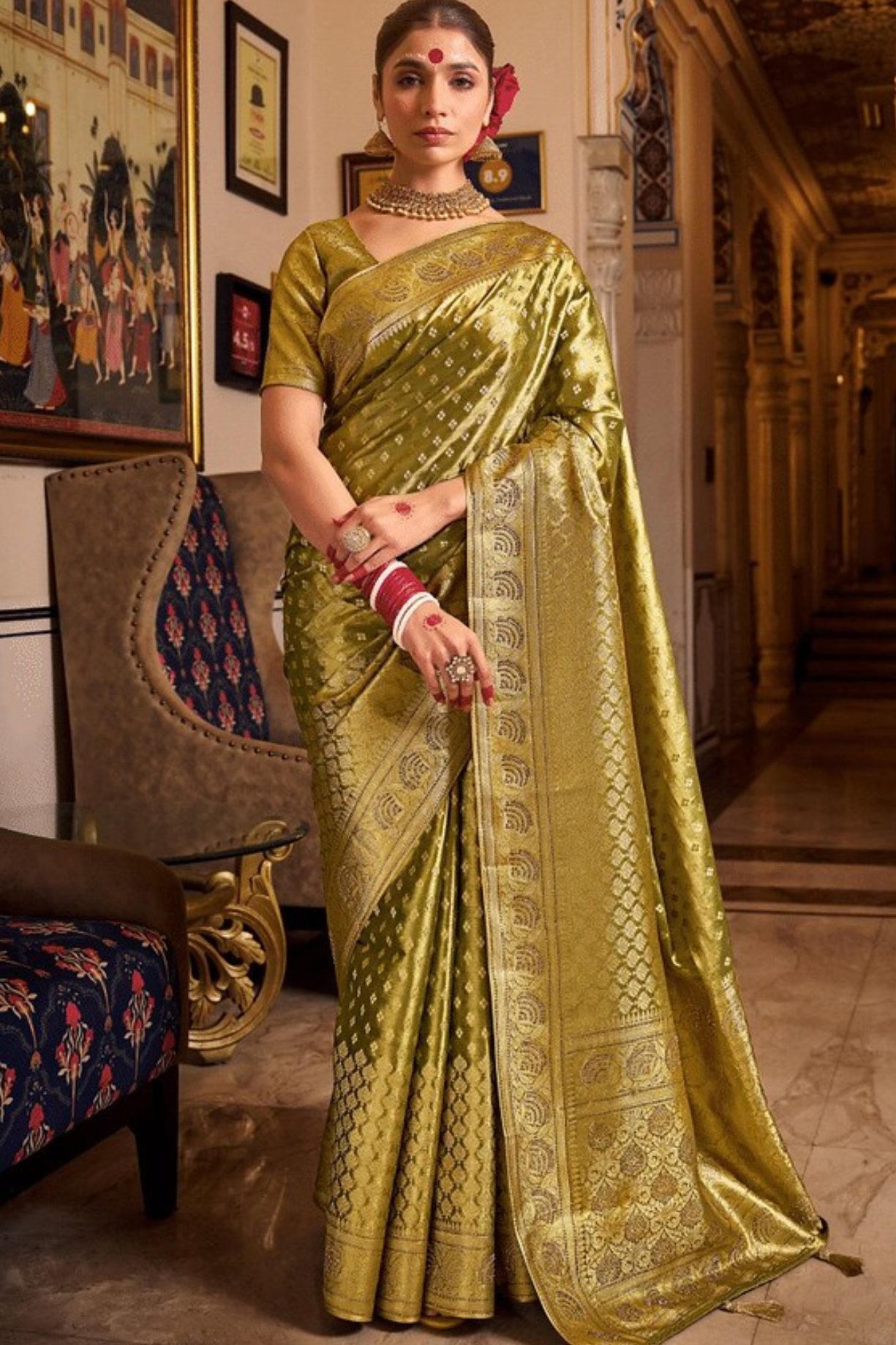 Buy MySilkLove Kumera Green Zari Woven Banarasi Saree Online