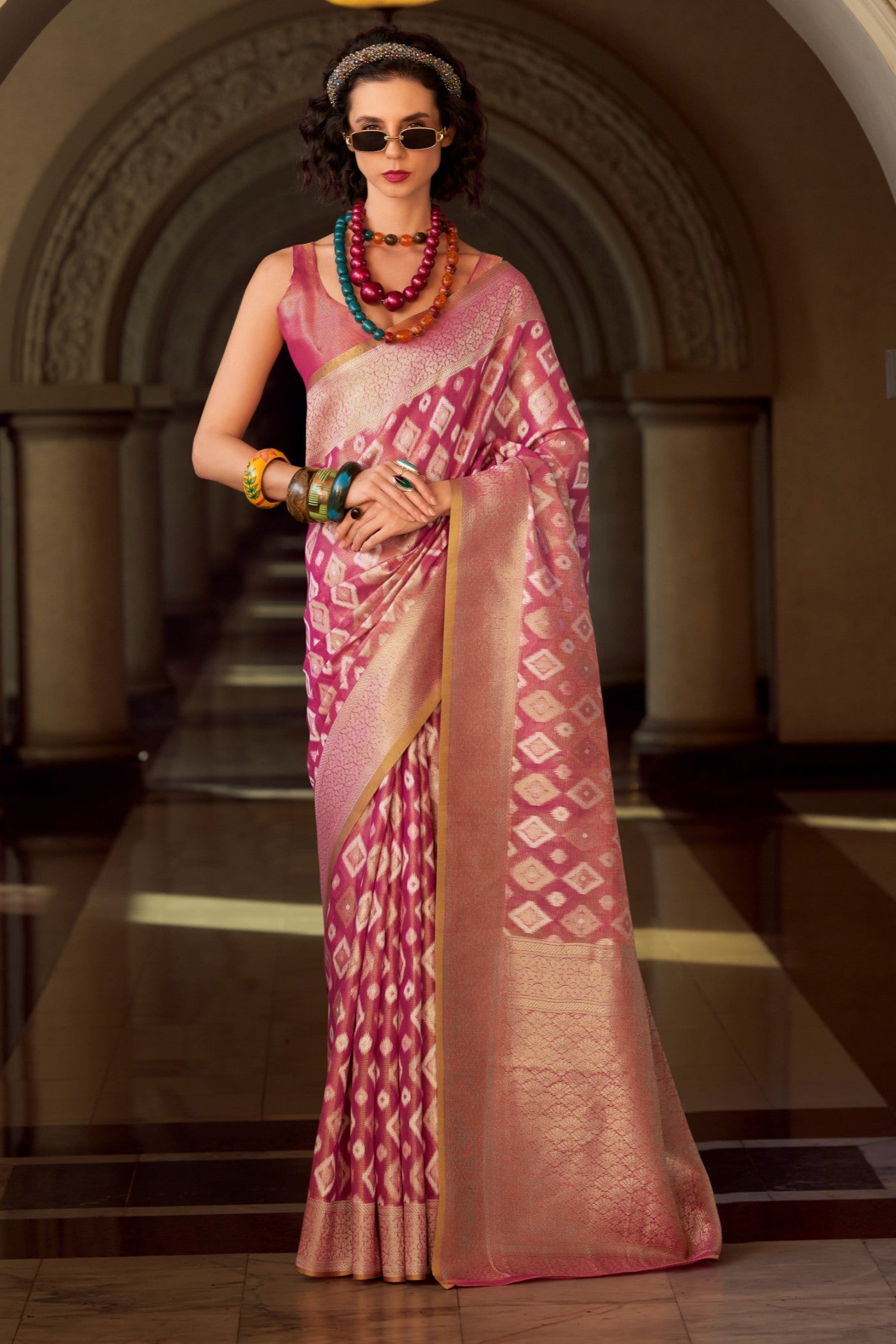 Buy MySilkLove Beauty Pink Tissue Silk Saree Online