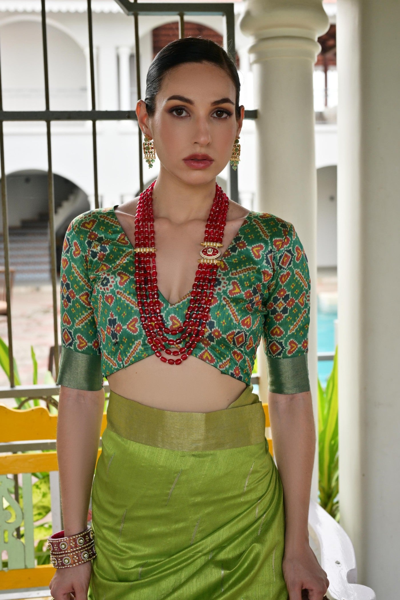 Buy MySilkLove Shamrock Green Meenakari Woven Patola Saree Online