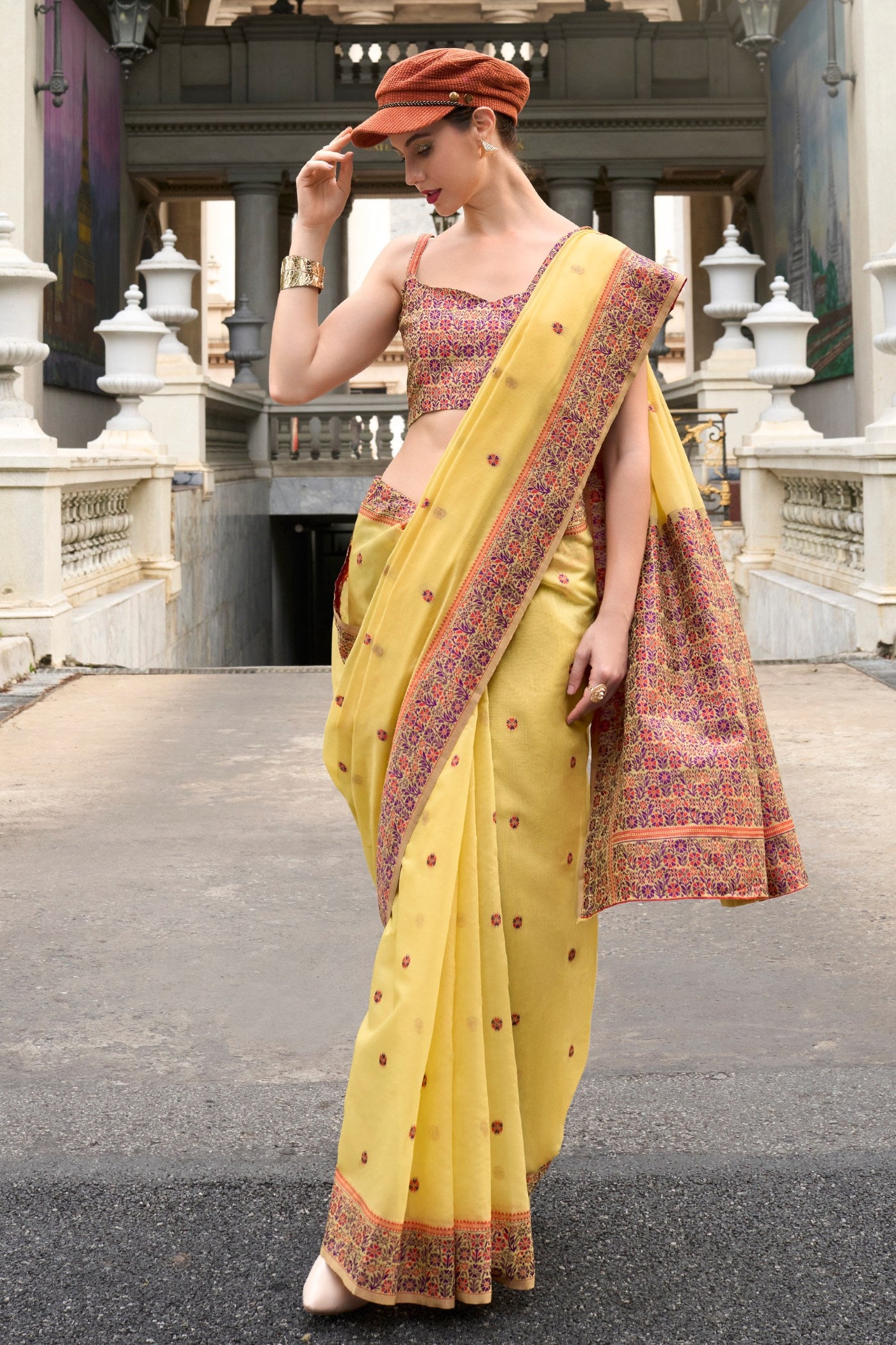 MySilkLove Apache Yellow Handloom Linen Cotton Saree