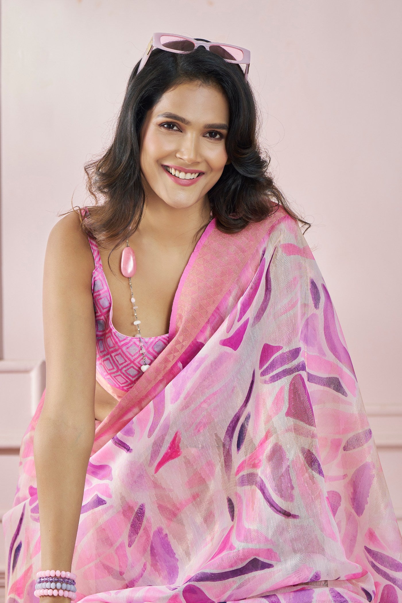 Buy MySilkLove Lotus Pink Banarasi Silk saree Online