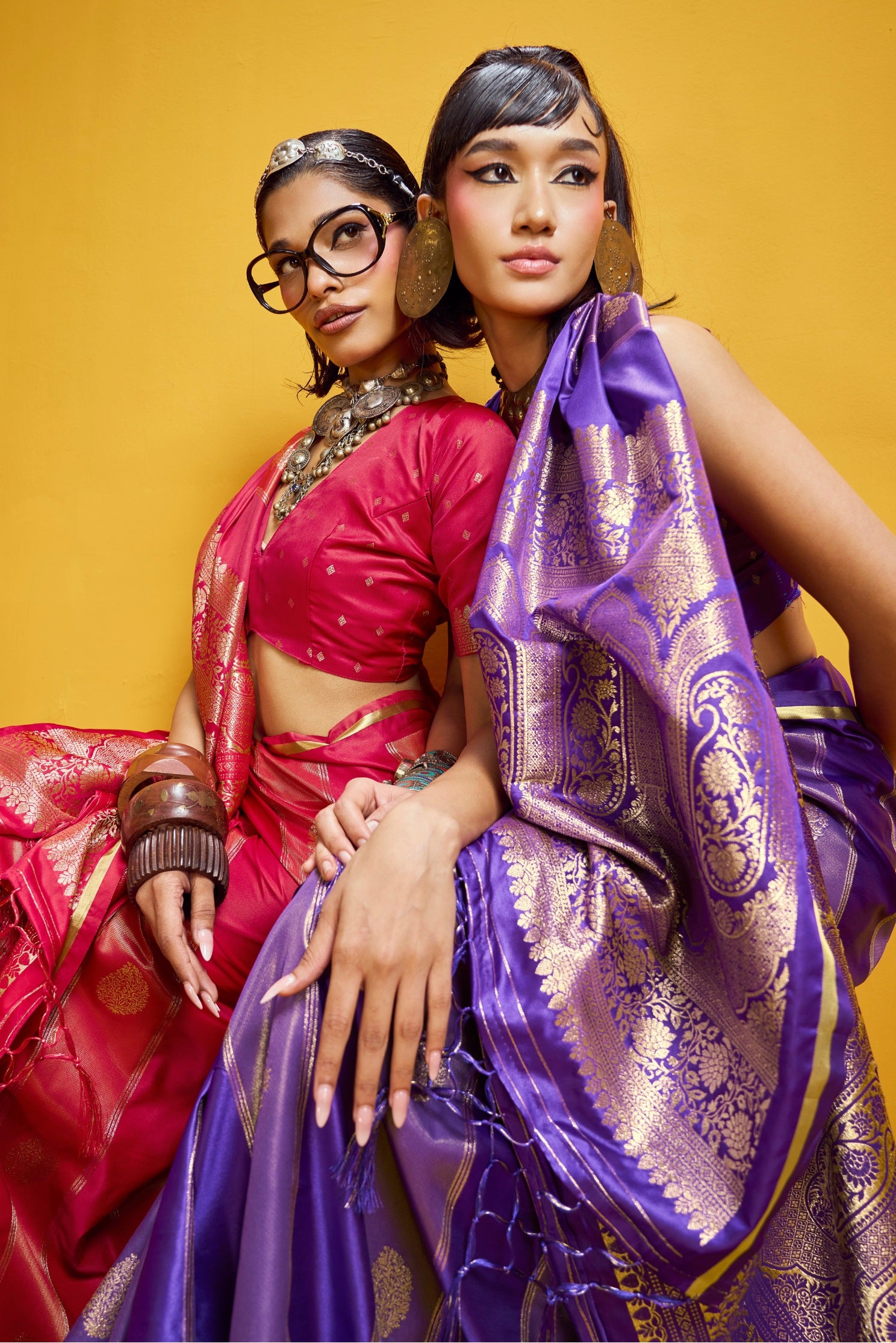 Buy MySilkLove Fire Brick Red Banarasi Handloom Satin Silk Saree Online