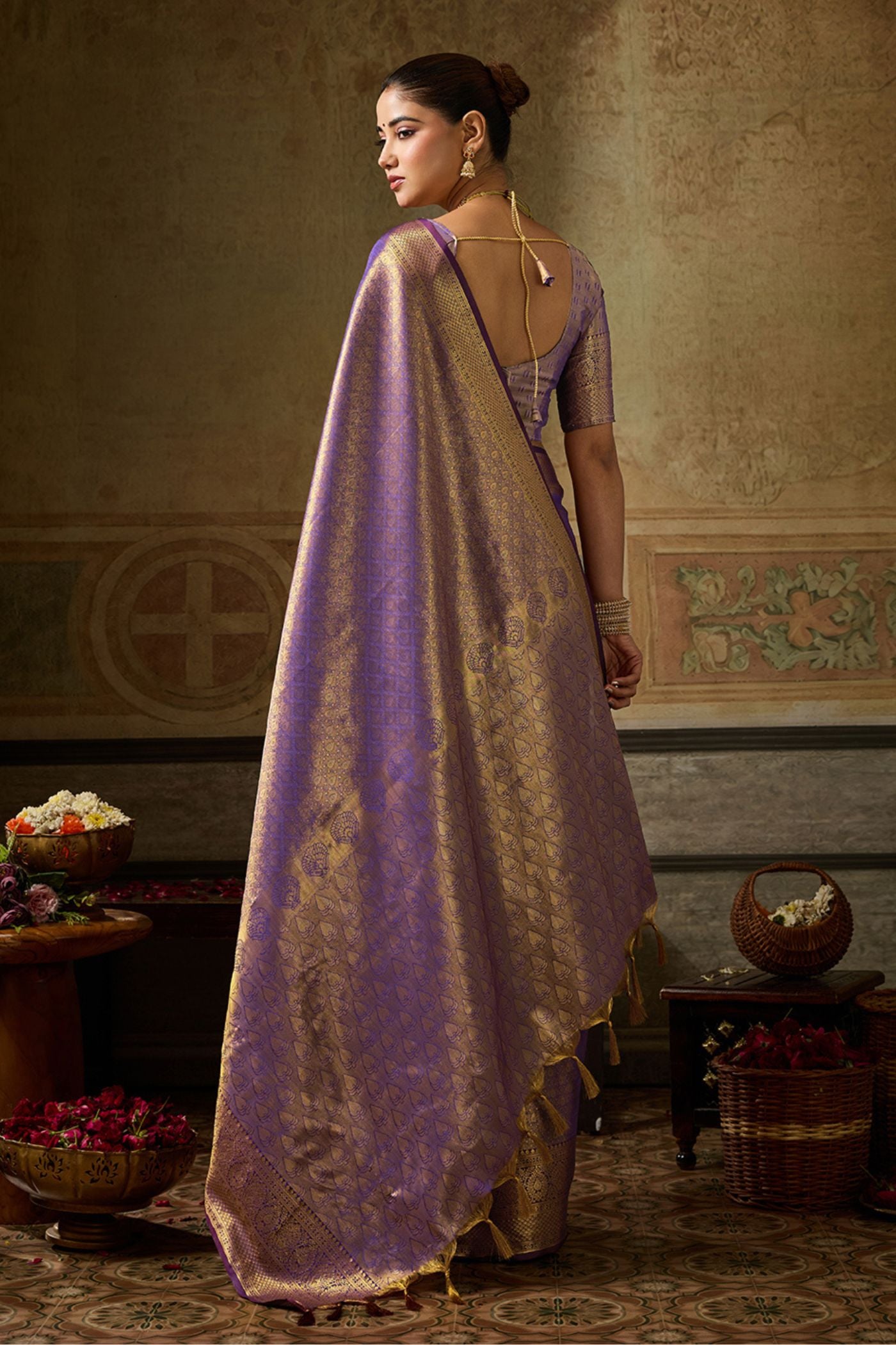 Buy MySilkLove Periwinkle Purple Woven Kanjivaram Saree Online