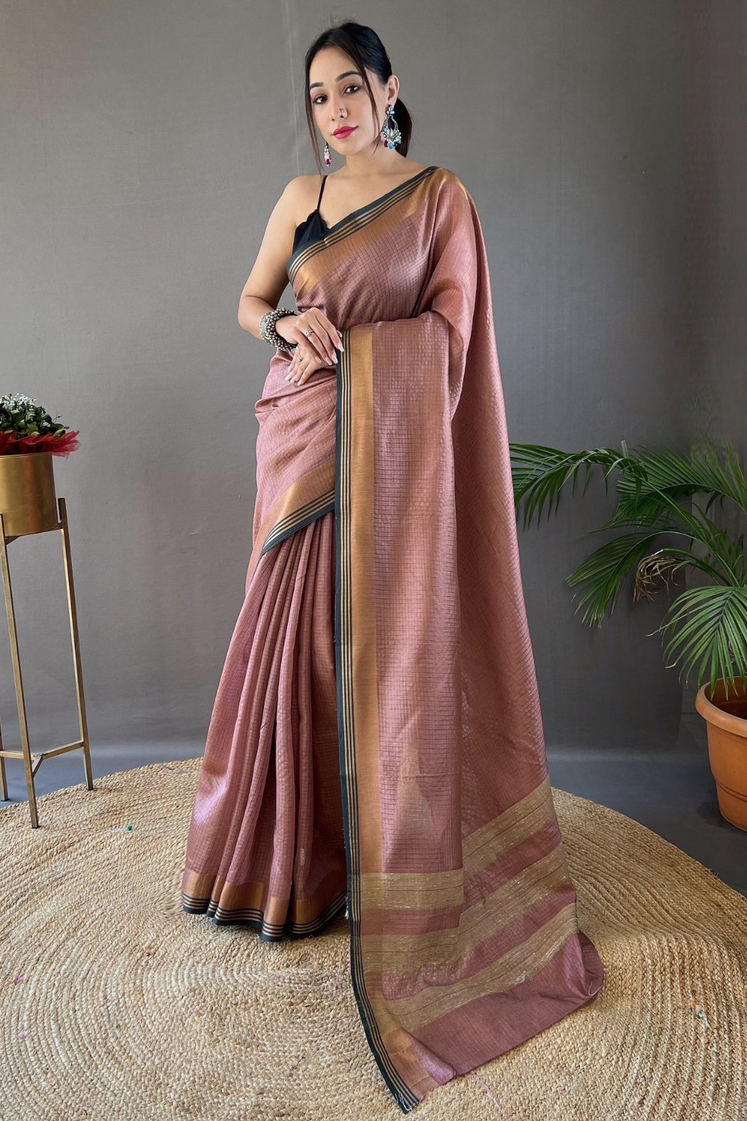 Buy MySilkLove Eunry Pink Organza Woven Saree Online