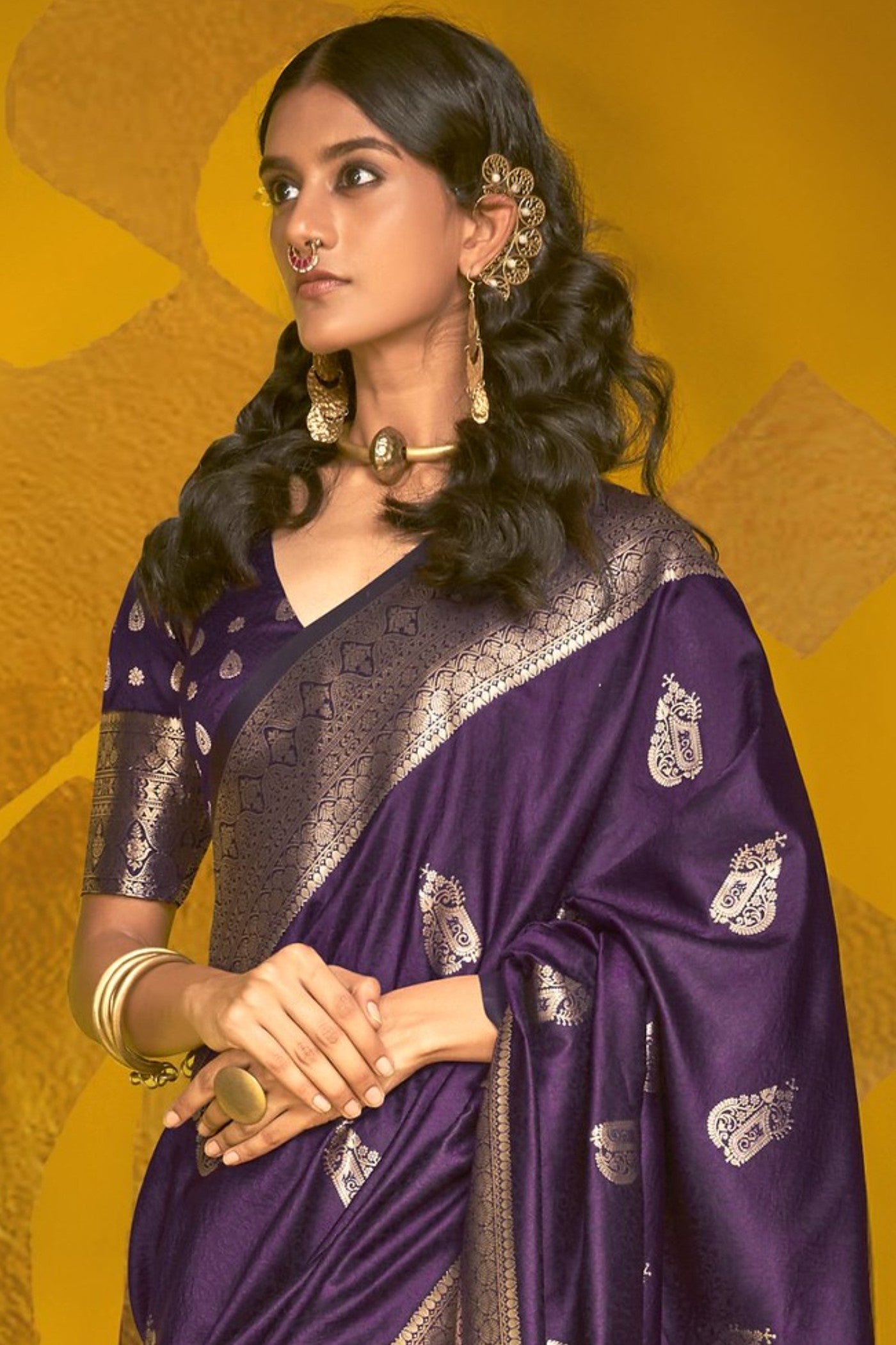 Buy MySilkLove Mulberry Purple Banarasi Handloom Silk Saree Online