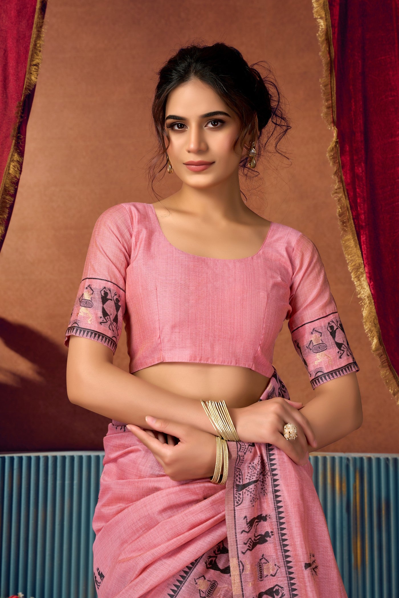 Buy MySilkLove Heather Pink Woven Modal Cotton Saree Online