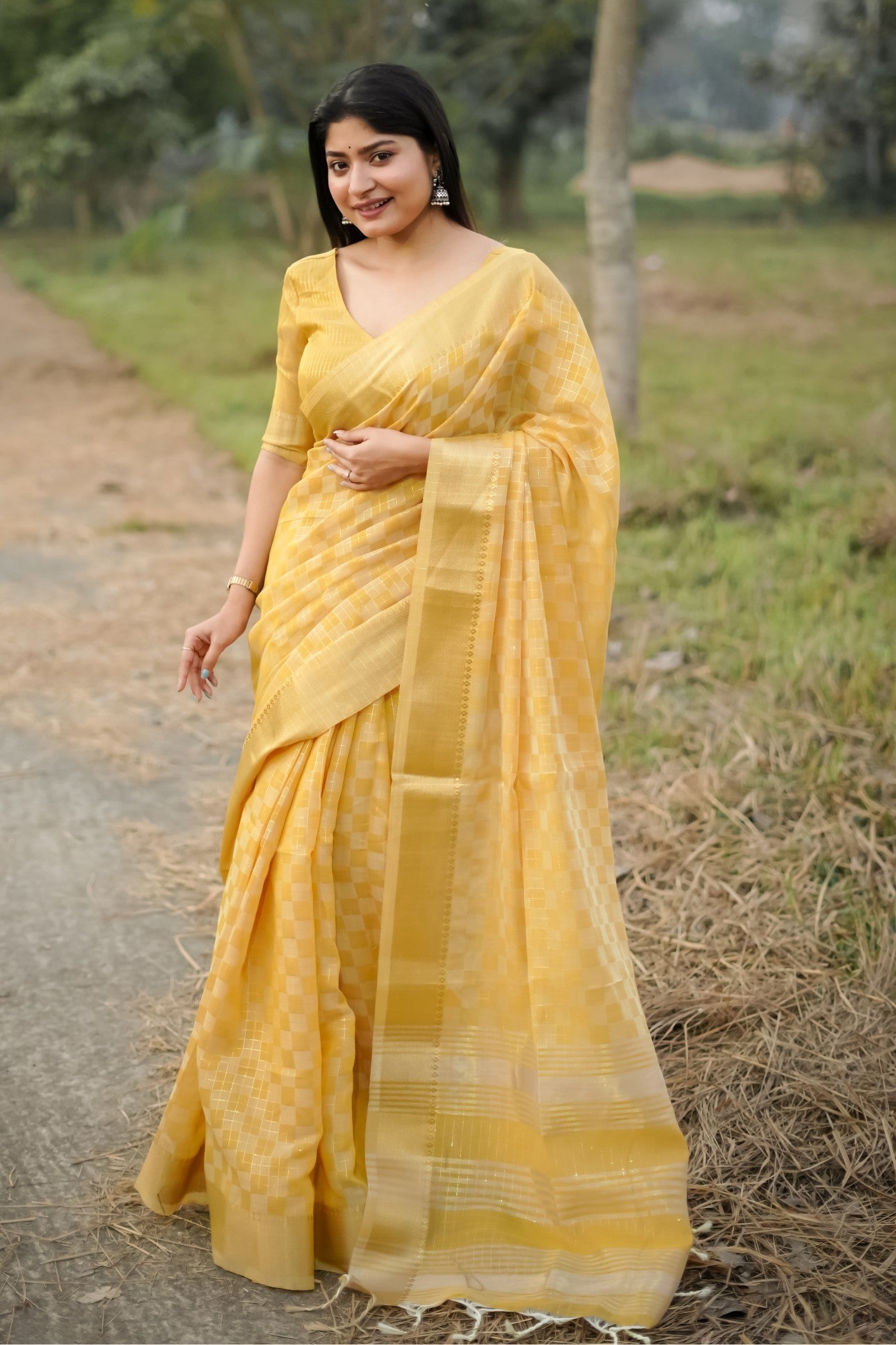 Buy MySilkLove Honey Yellow Banarasi Raw Silk Saree Online