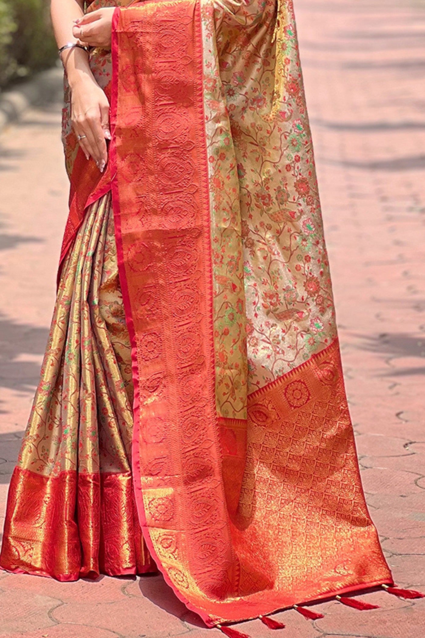 Buy MySilkLove Chocolate Brown and Gold Woven Banarasi Saree Online