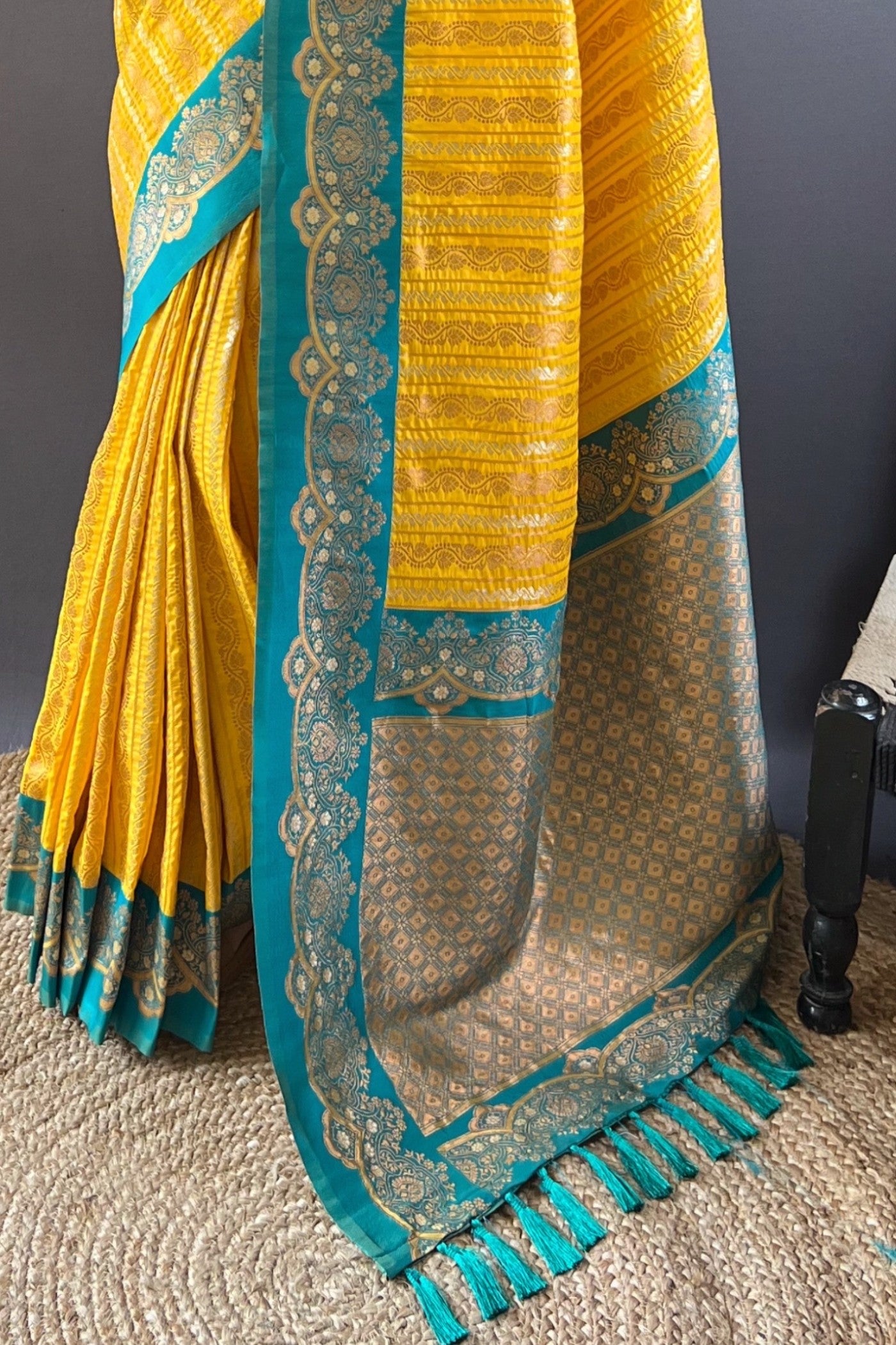 Buy MySilkLove Dixie Yellow Zari Woven Banarasi Saree Online