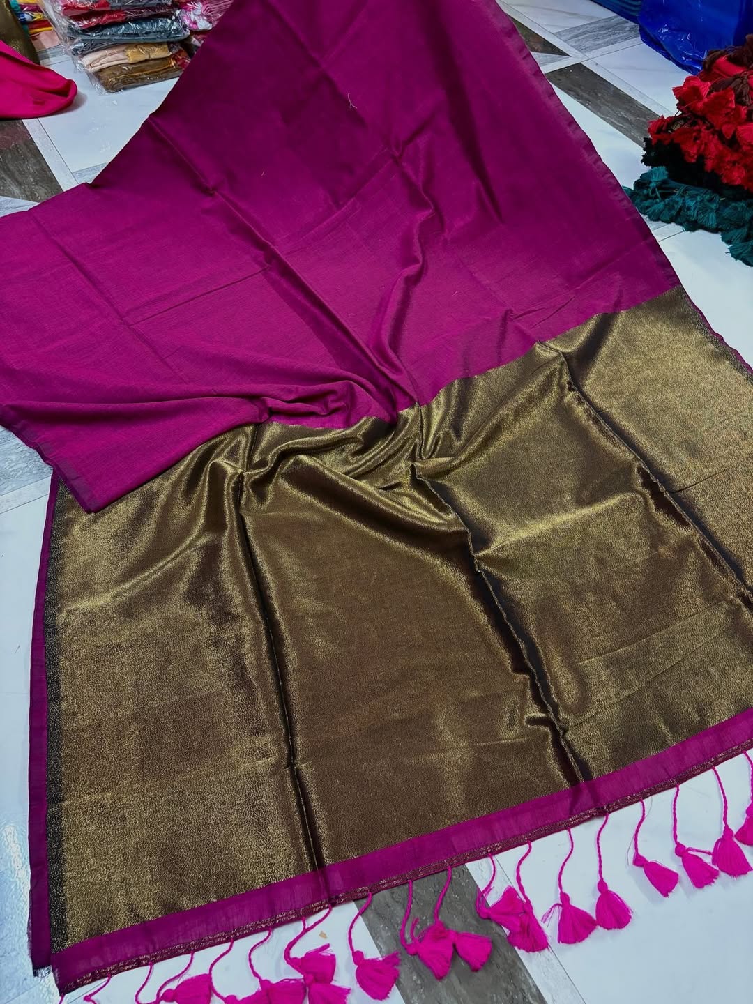 Buy MySilkLove Berry Maroon Handloom Cotton Silk Saree Online