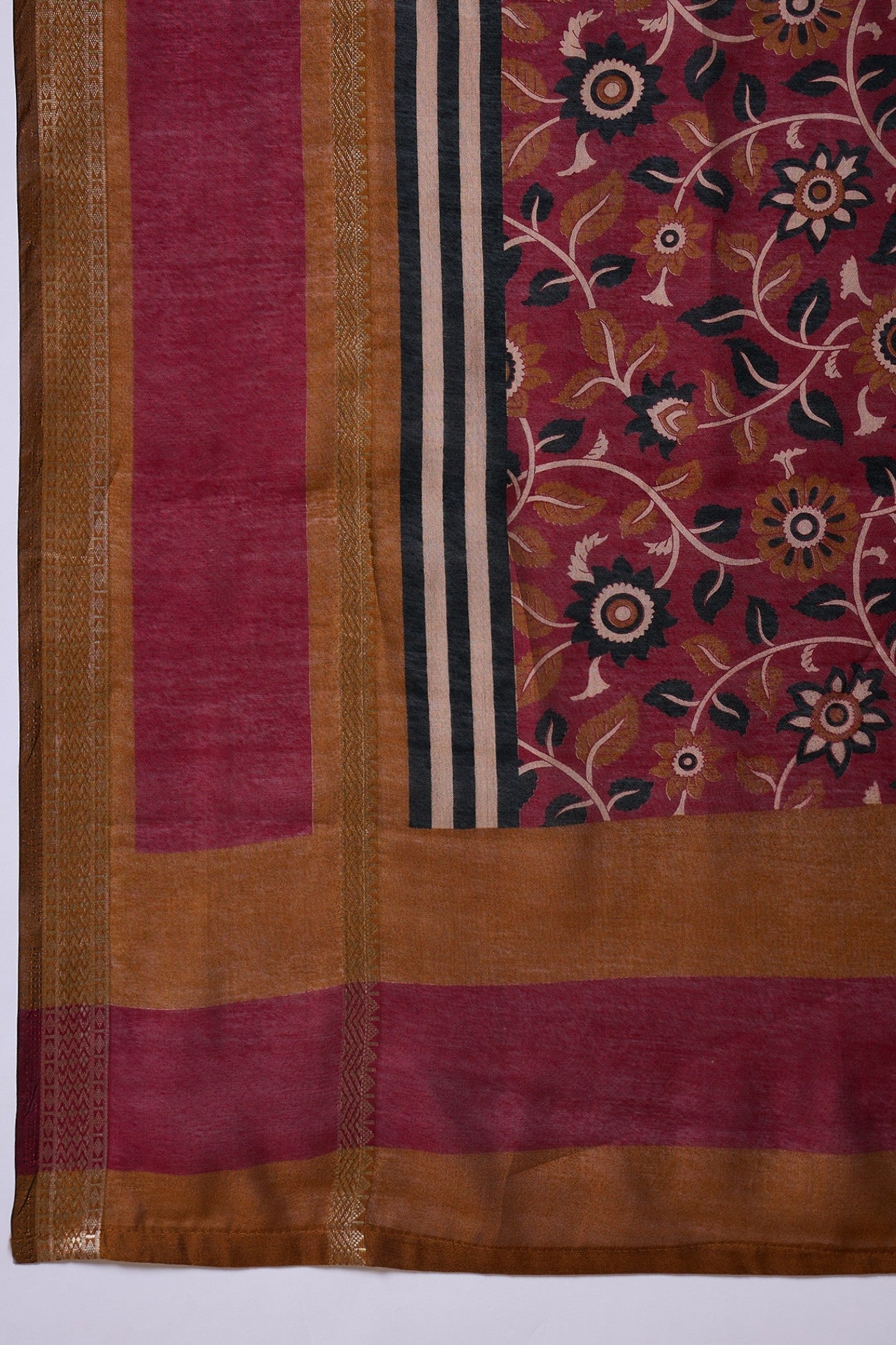 Buy MySilkLove Tawny Brown Woven Cotton Saree Online