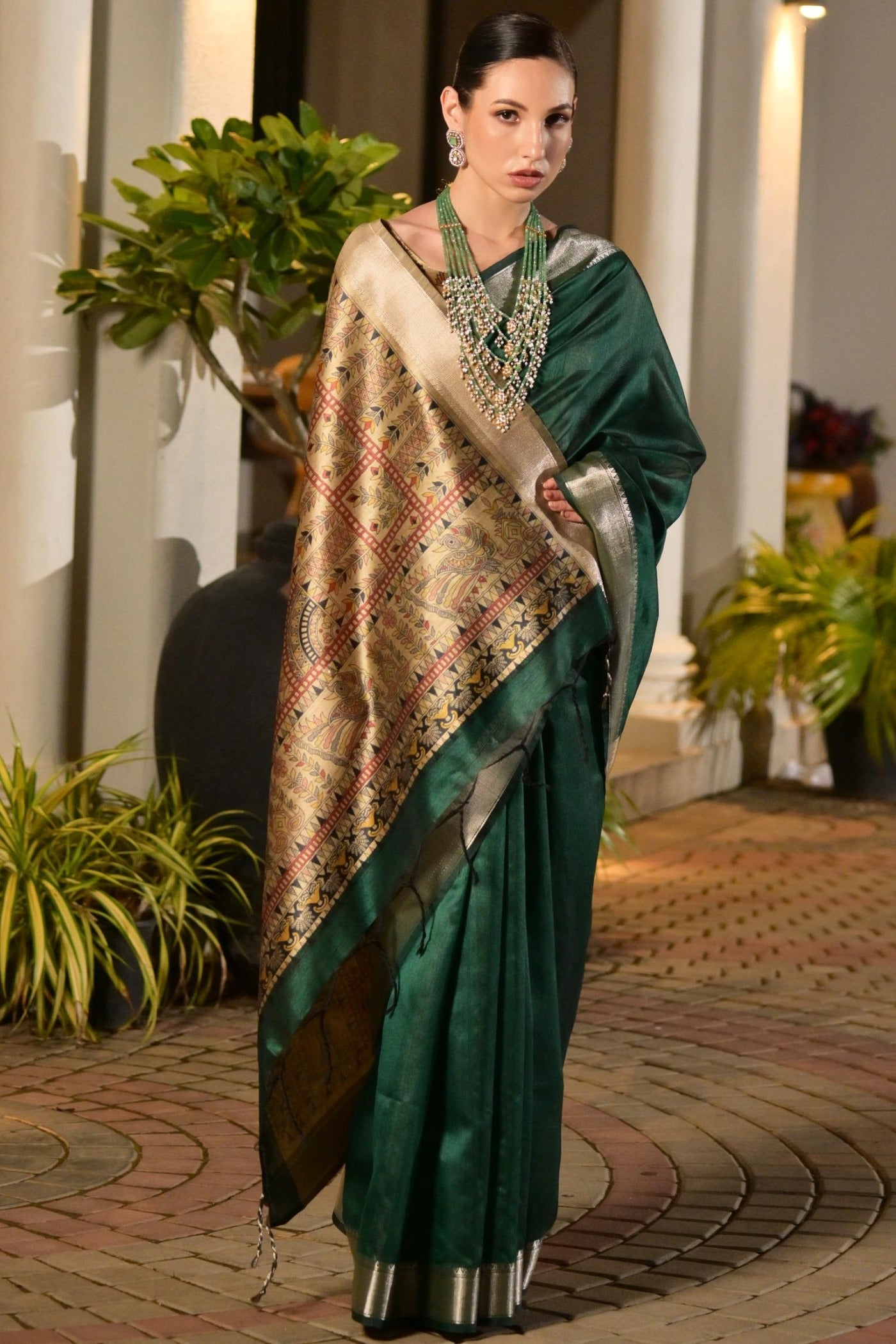 Buy MySilkLove Kelly Green Tussar Silk Saree Online