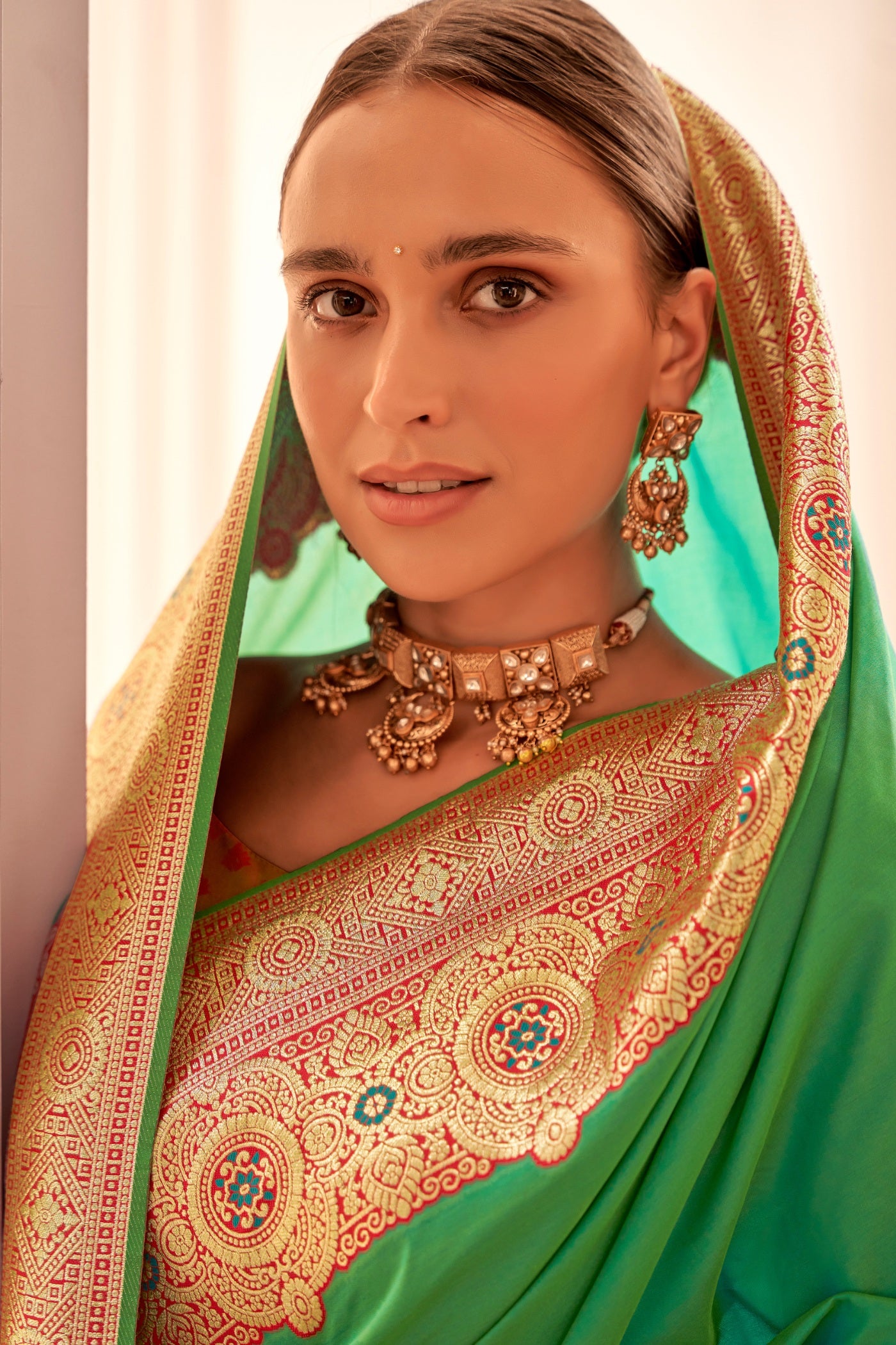 MySilkLove Kelly Green Woven Banarasi Soft Silk Saree