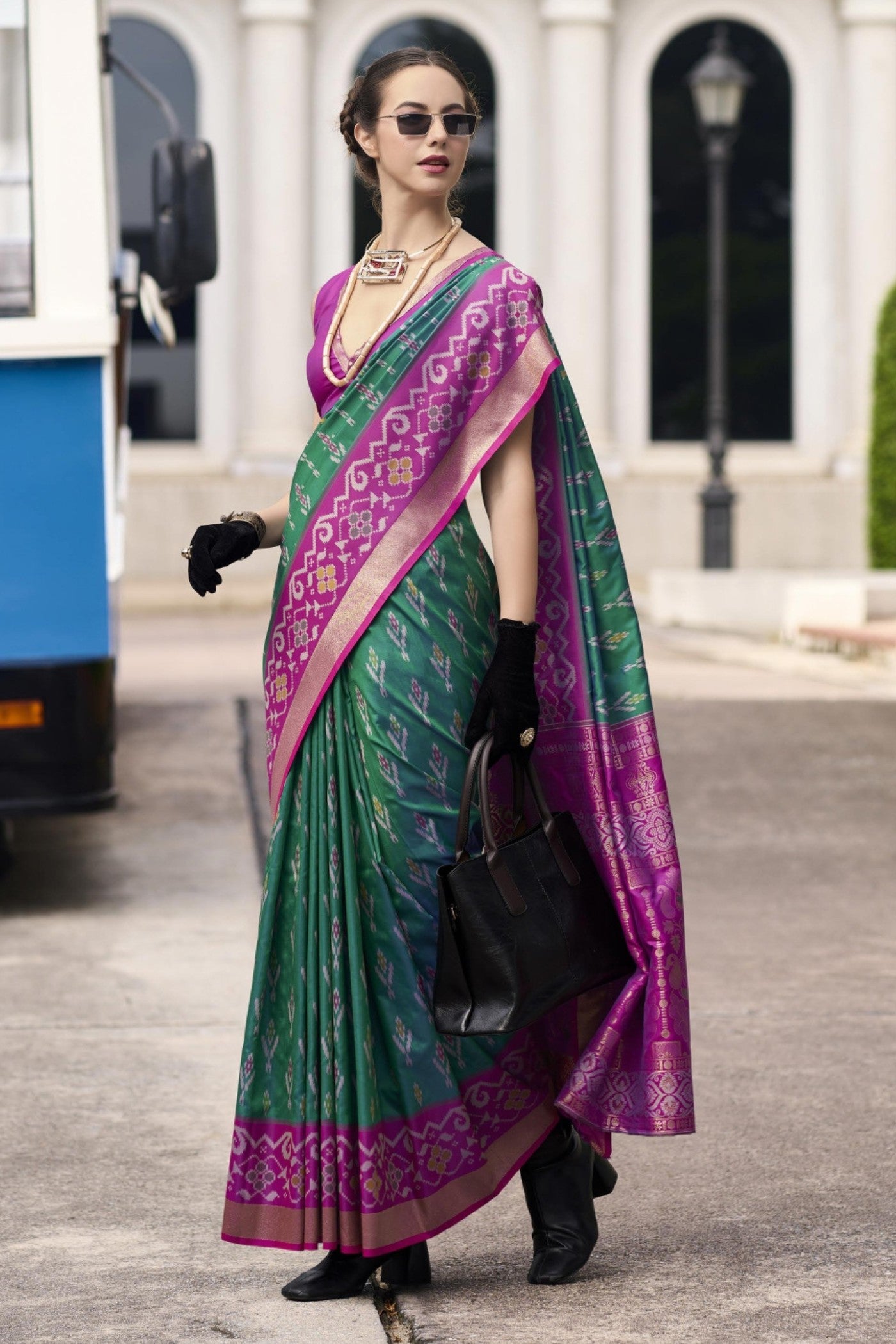 Buy MySilkLove William Green Woven Banarasi Soft Silk Saree Online