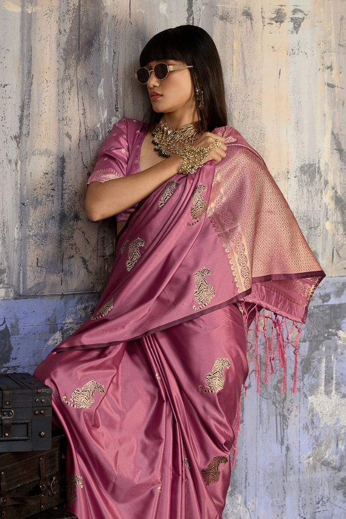 MySilkLove Hot Pink Handloom Satin Soft Silk Saree