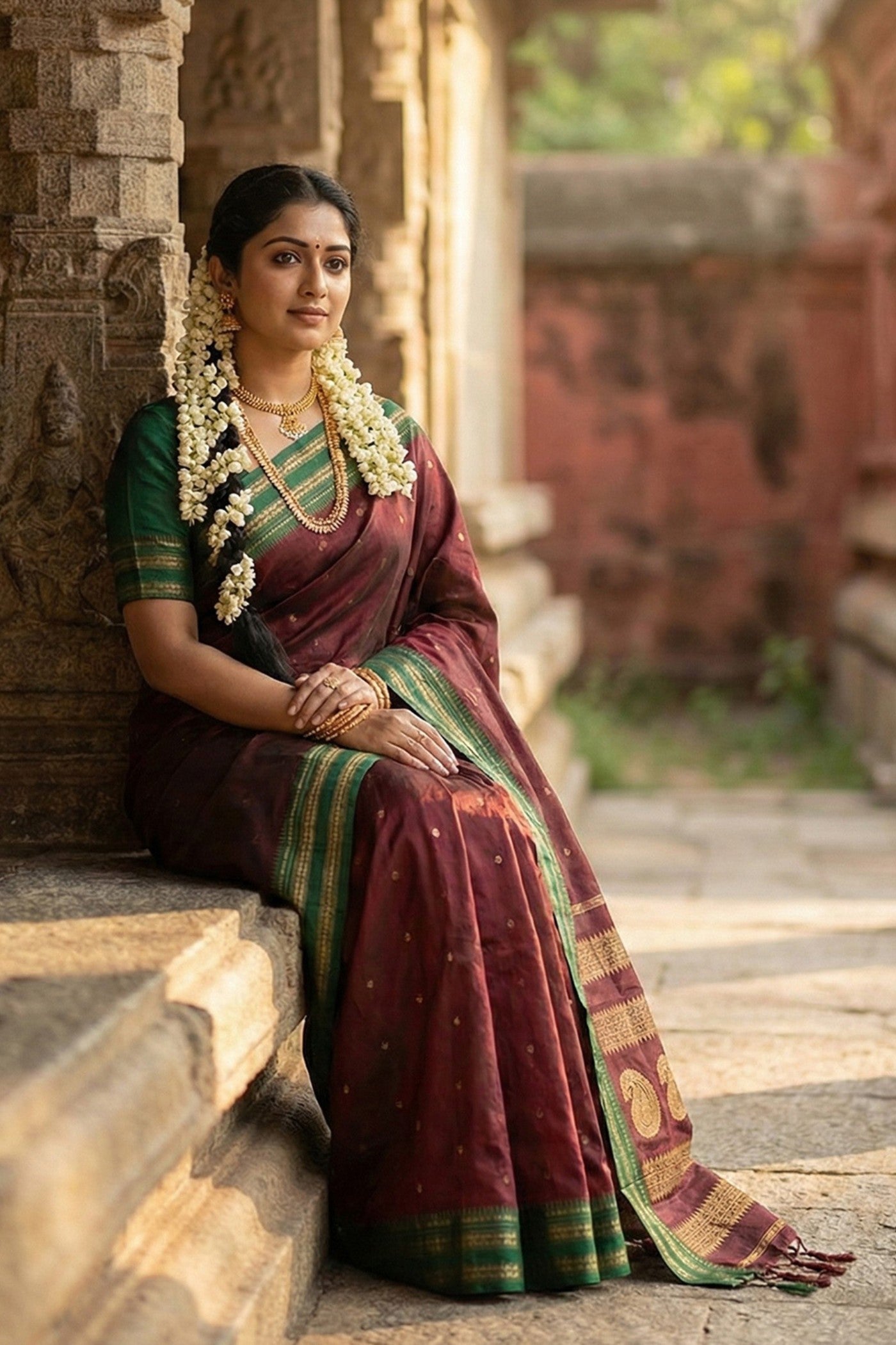Buy MySilkLove Toffee Touch Brown Banarasi Woven Soft Silk Saree Online
