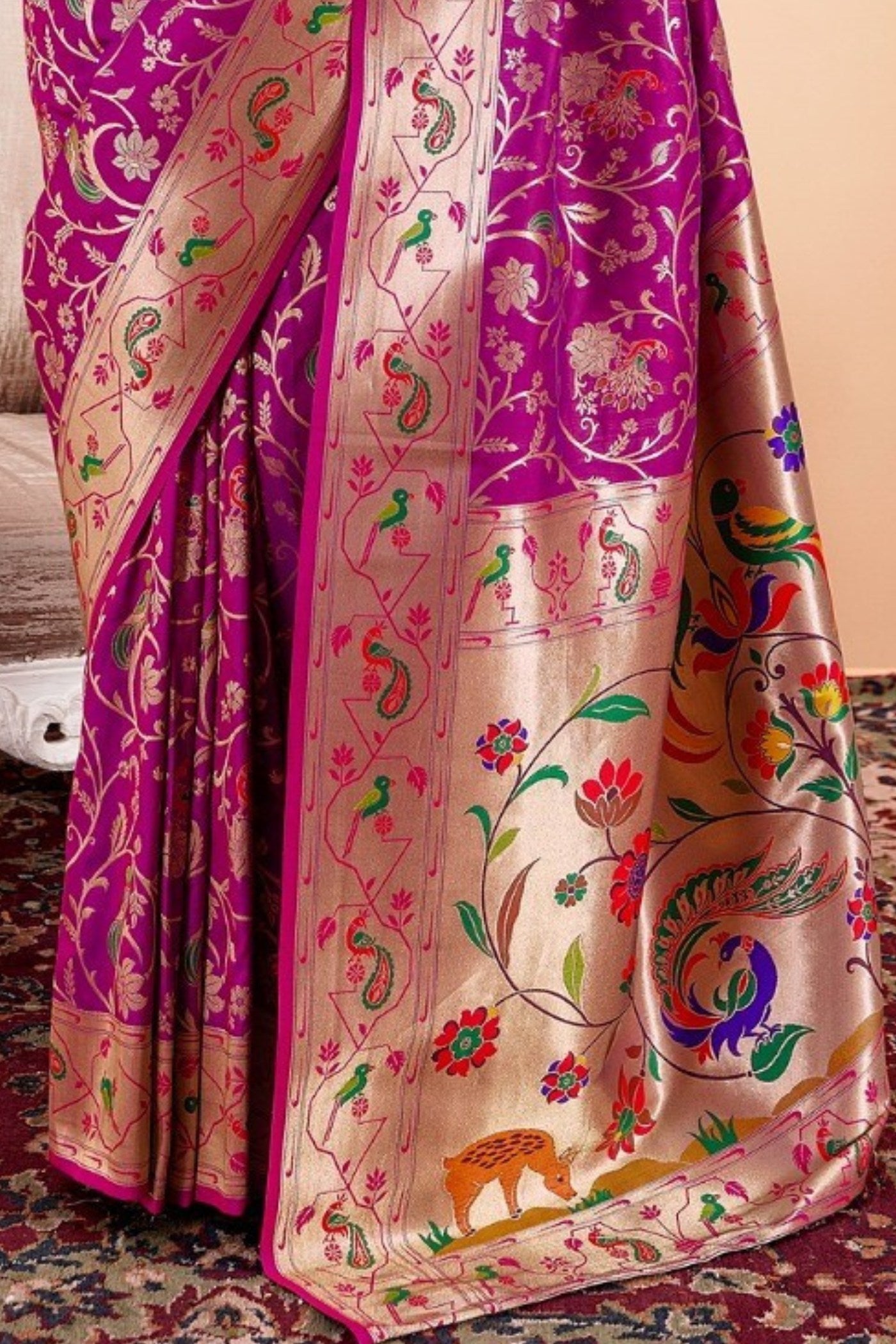 Buy MySilkLove Grape Purple Woven Paithani Saree Online