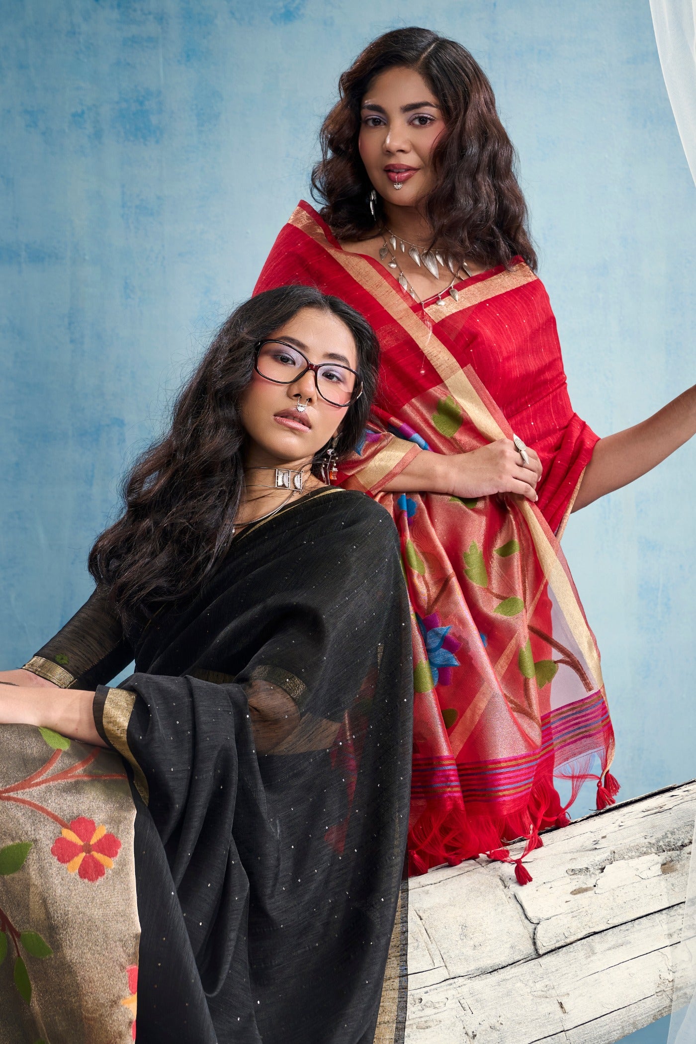 Buy MySilkLove Tomato Red Munga Handloom Tissue Pallu Saree Online