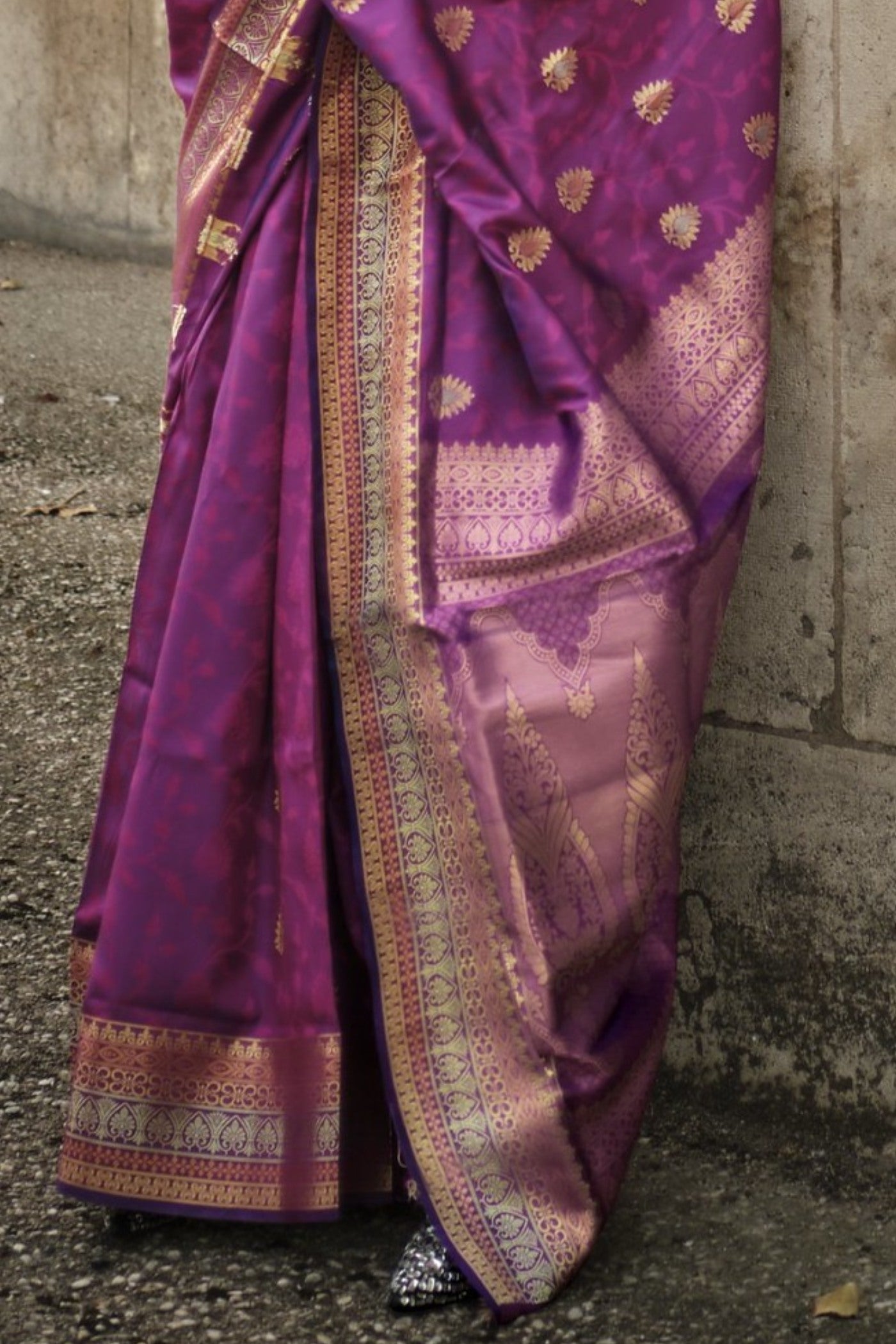 Buy MySilkLove Brinjal Purple Banarasi Handloom Saree Online