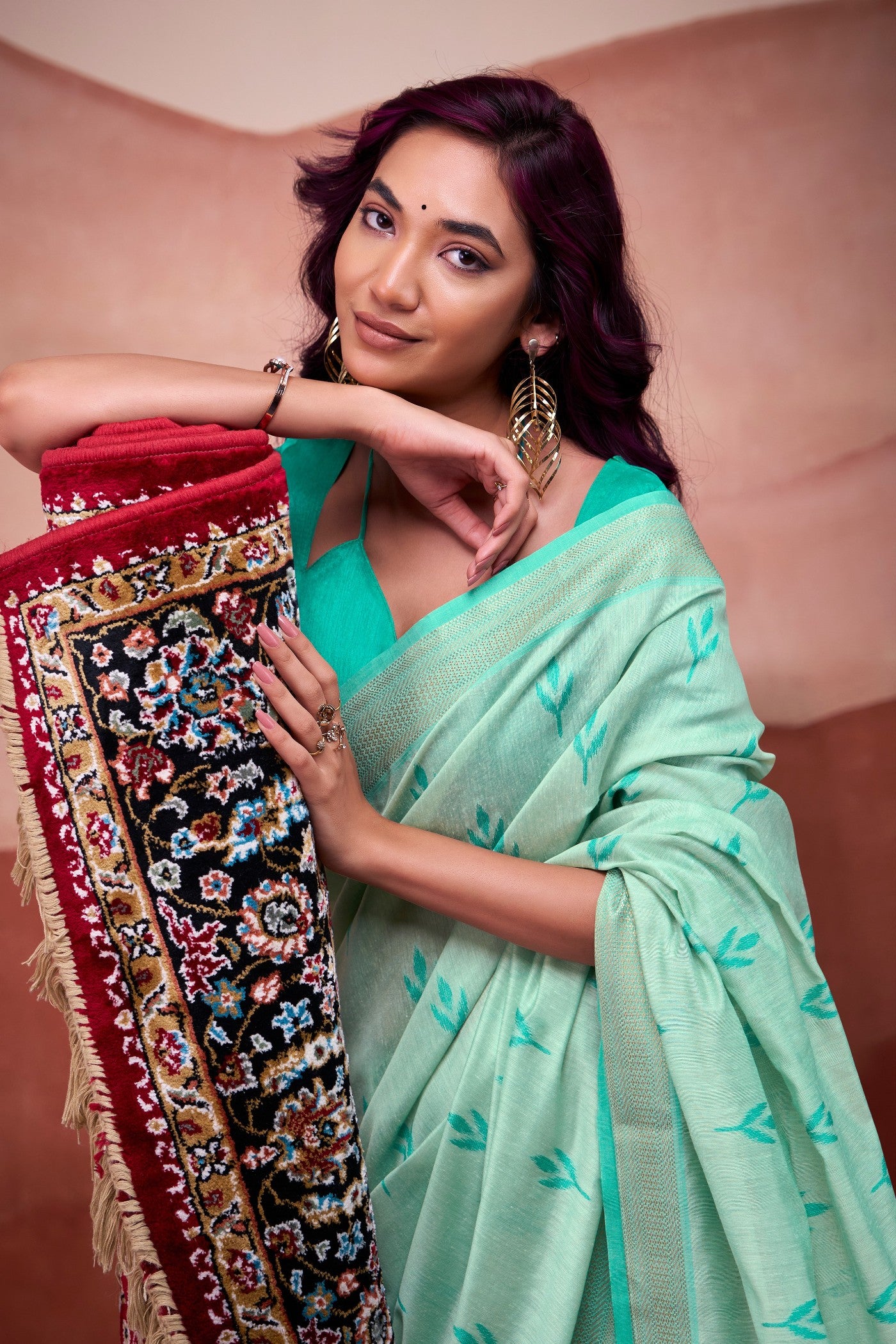 MySilkLove Thyme Green Woven Modal Cotton Saree