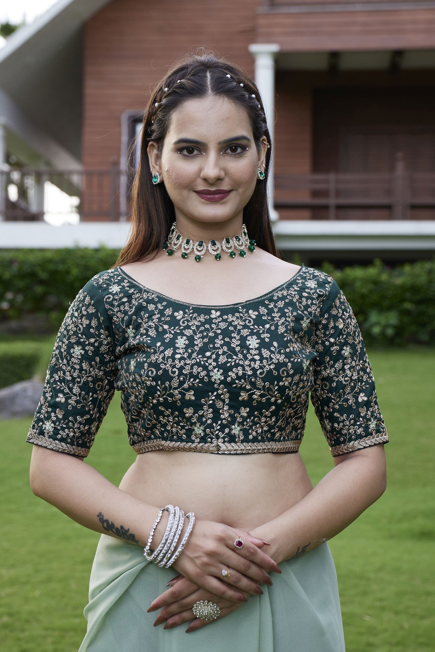 Buy MySilkLove Pista Green Georgette Saree Online