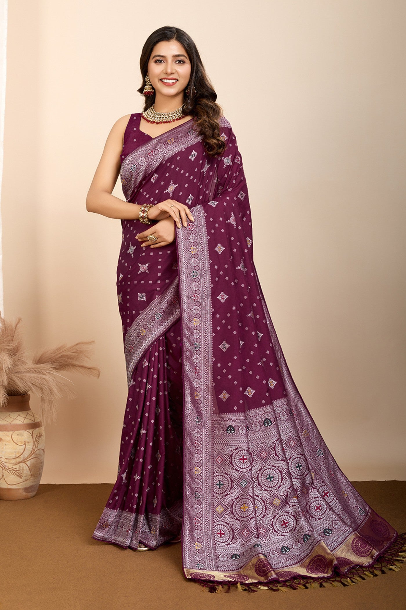 Buy MySilkLove Coco Maroon Woven Banarasi Saree Online