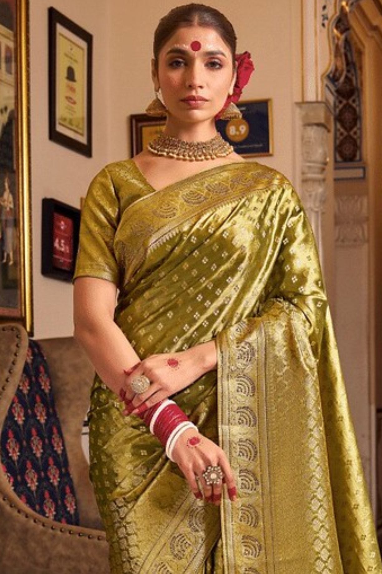 Buy MySilkLove Kumera Green Zari Woven Banarasi Saree Online