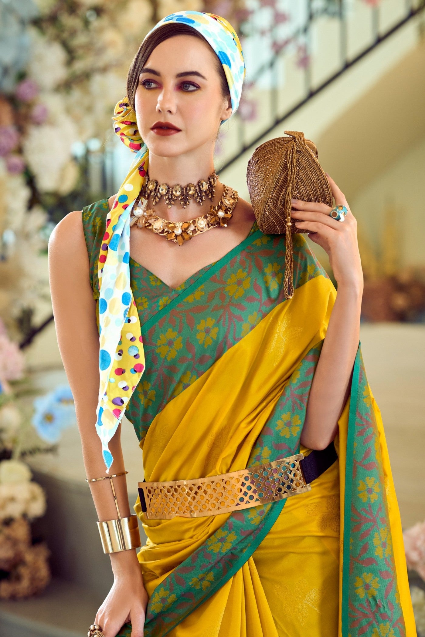 Buy MySilkLove Buttercup Yellow Woven Banarasi Soft Silk Saree Online