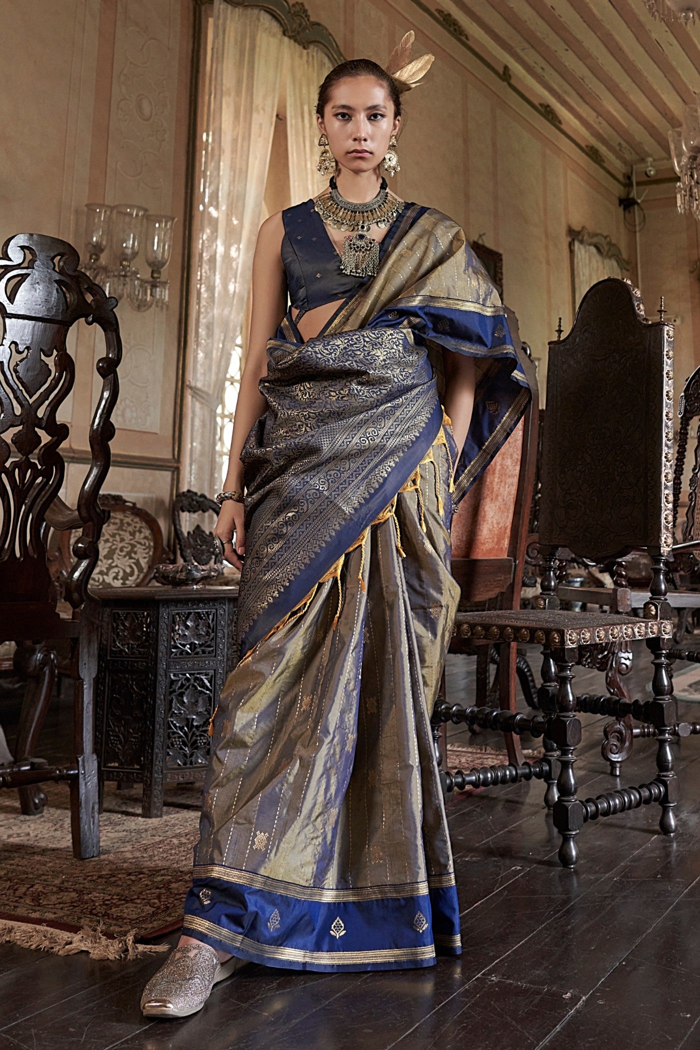 MySilkLove Rust Brown Tussar Handloom Silk Saree
