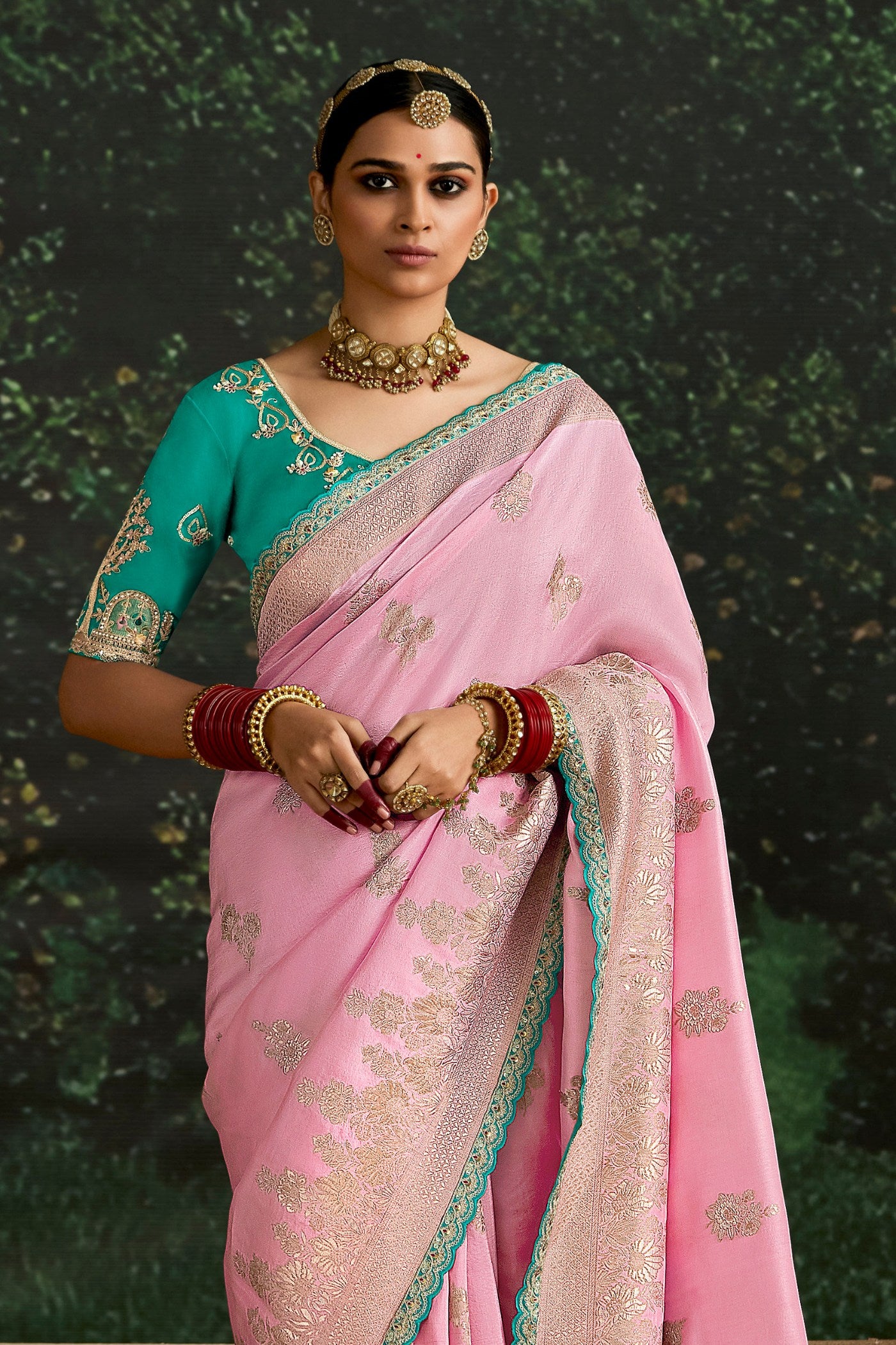 Buy MySilkLove Lace Pink Designer Banarasi Saree Online