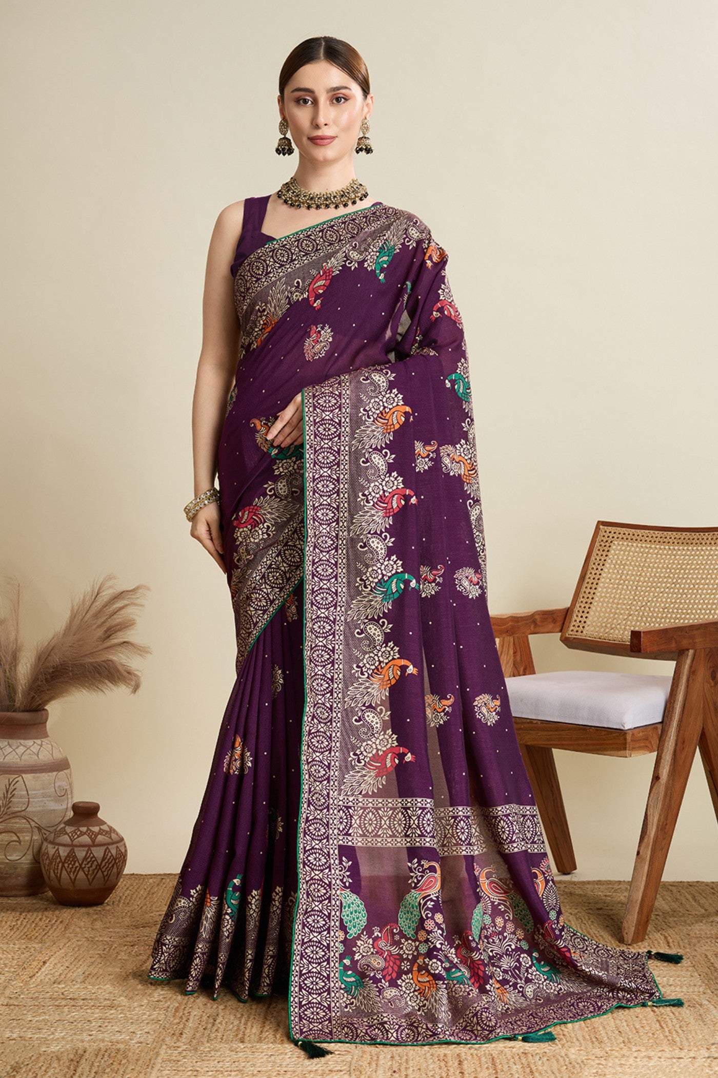 Buy MySilkLove Firebrick Maroon Printed Chinon Saree Online