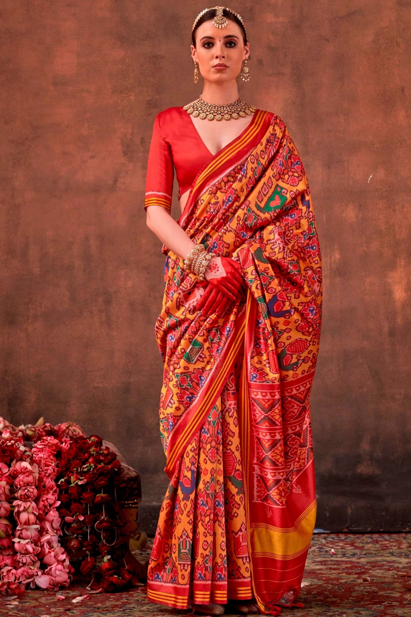 Buy MySilkLove Zest Yellow Printed Patola Saree Online