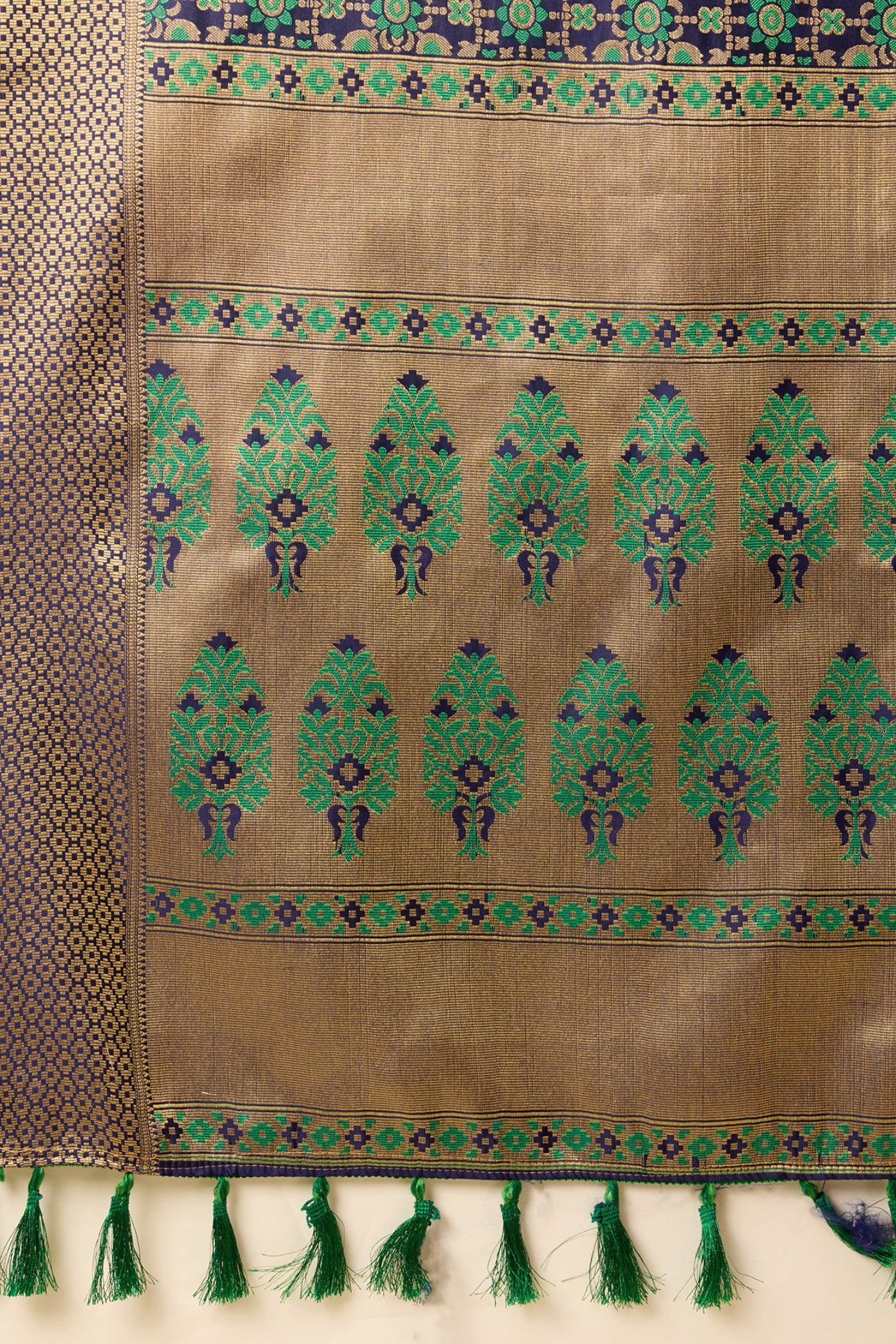 Buy MySilkLove Forest Green and Blue Zari Woven Banarasi Saree Online