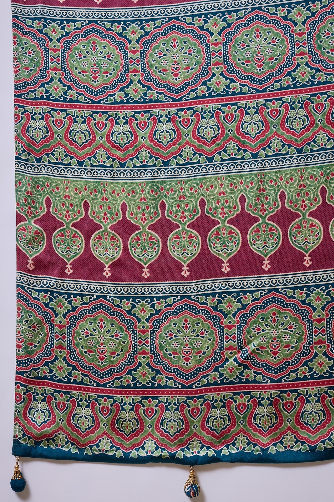 Buy MySilkLove Arcane Blue Ajrakh Printed Satin Crepe Silk Saree Online