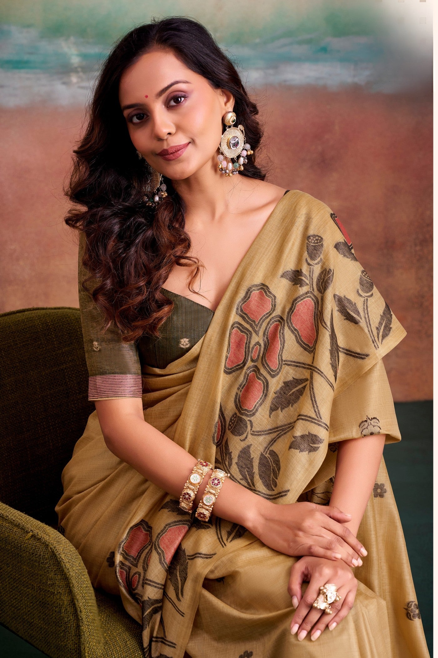 MySilkLove Bistre Cream Handloom Modal Silk Saree