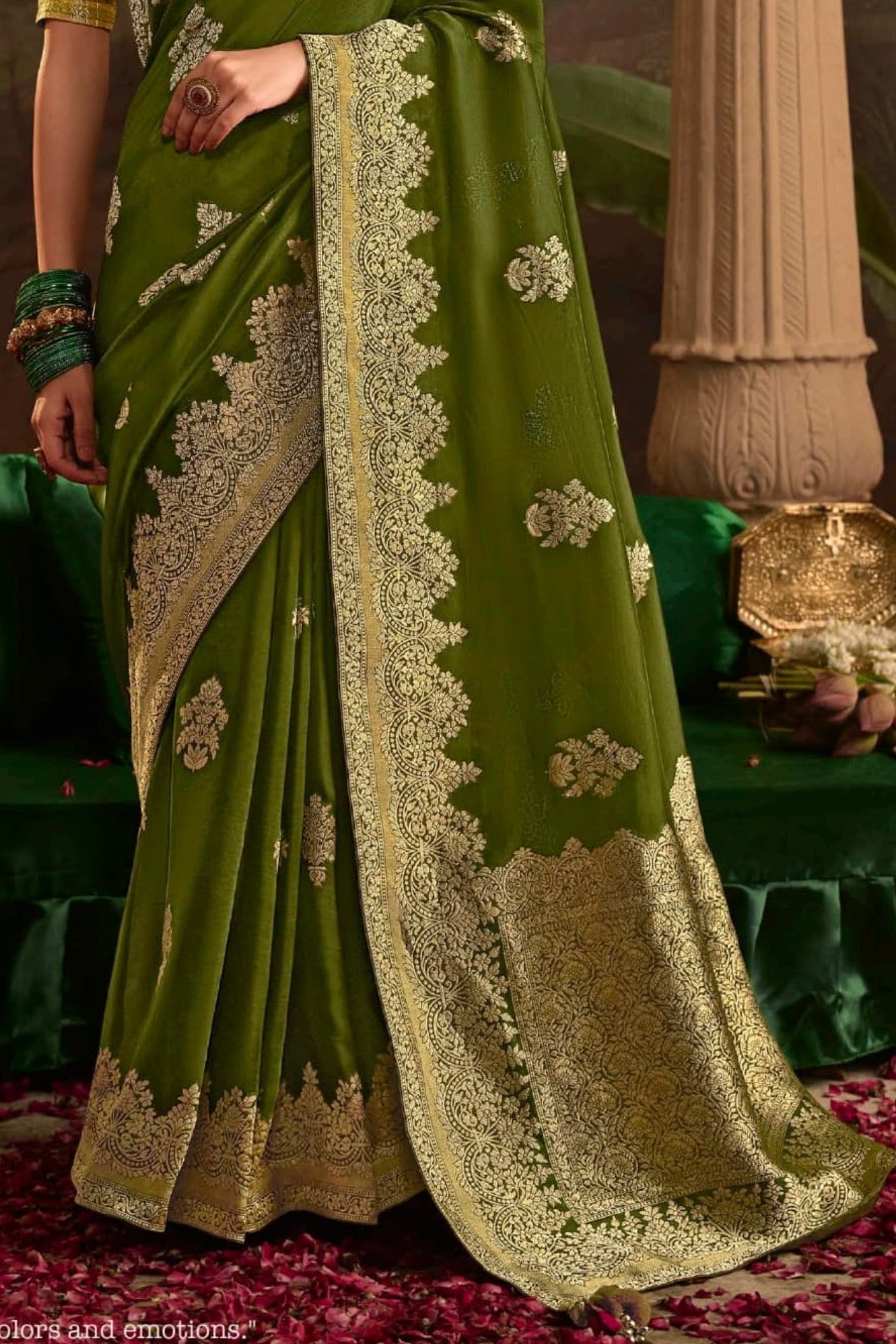 Buy MySilkLove Madras Green Designer Banarasi Dola Silk Saree Online