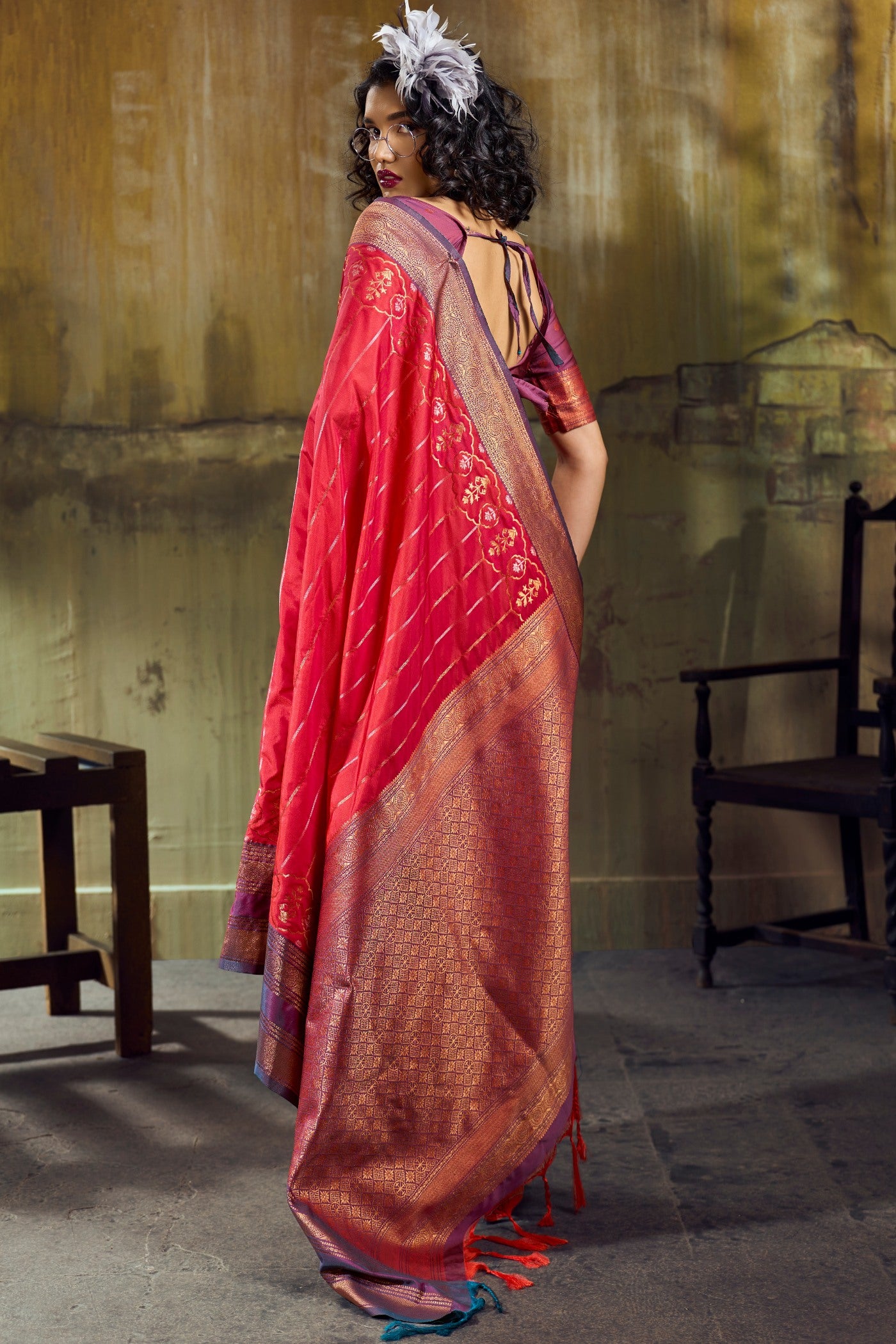 Buy MySilkLove Ruby Red Pochampally Handloom Saree Online