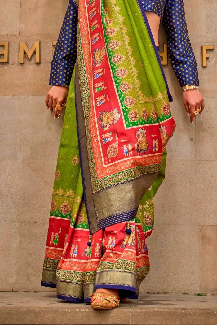 Buy MySilkLove Yukon Green Printed Patola Saree Online