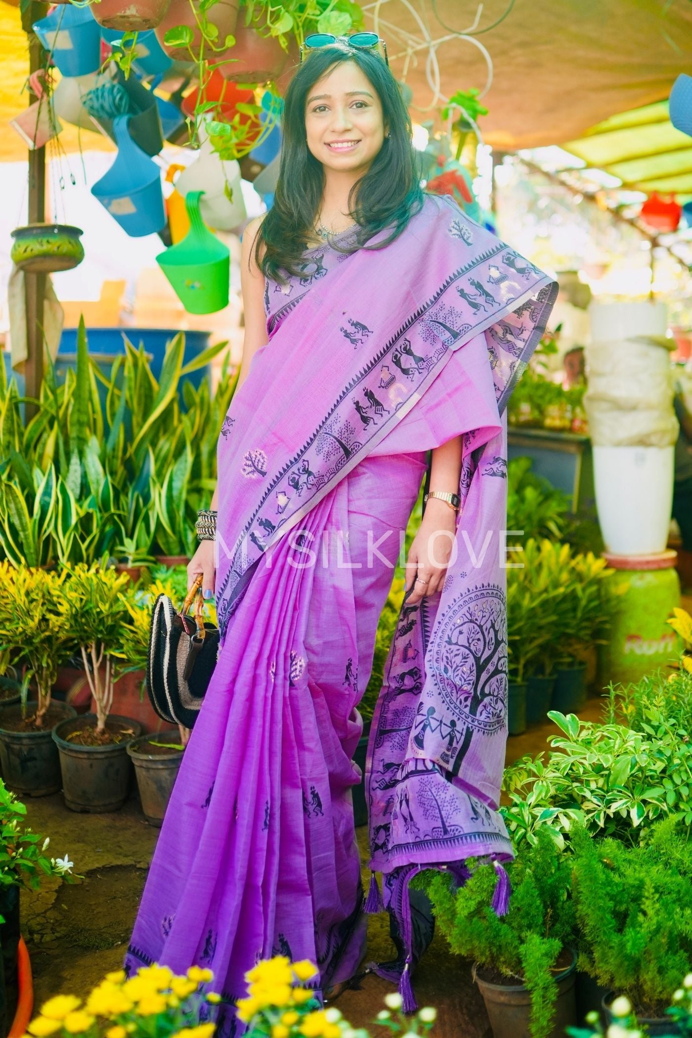 Buy MySilkLove Liseran Purple Woven Modal Cotton Saree Online